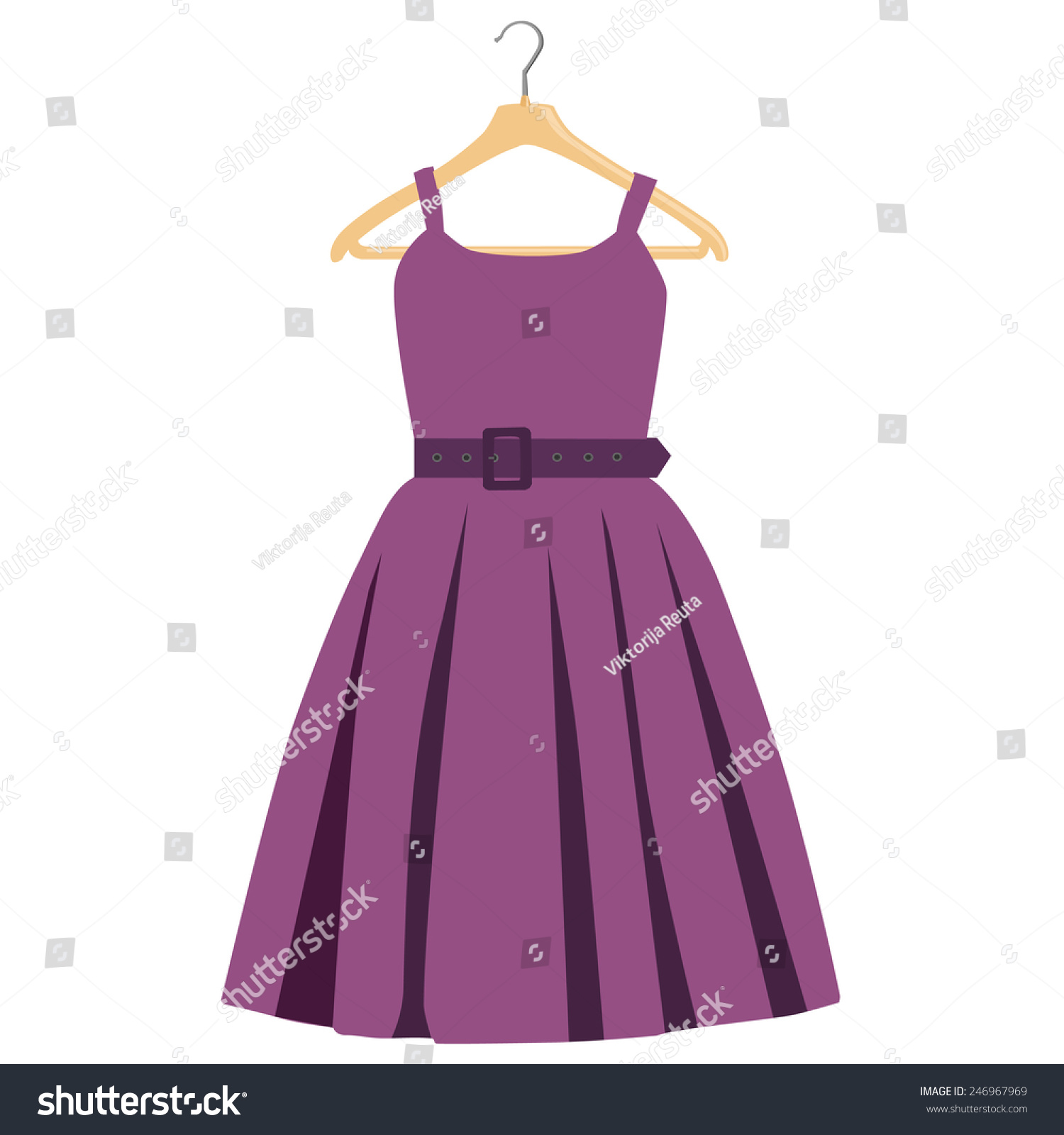 Fashion Woman Purple Dress On Wooden Stock Vector (Royalty Free ...