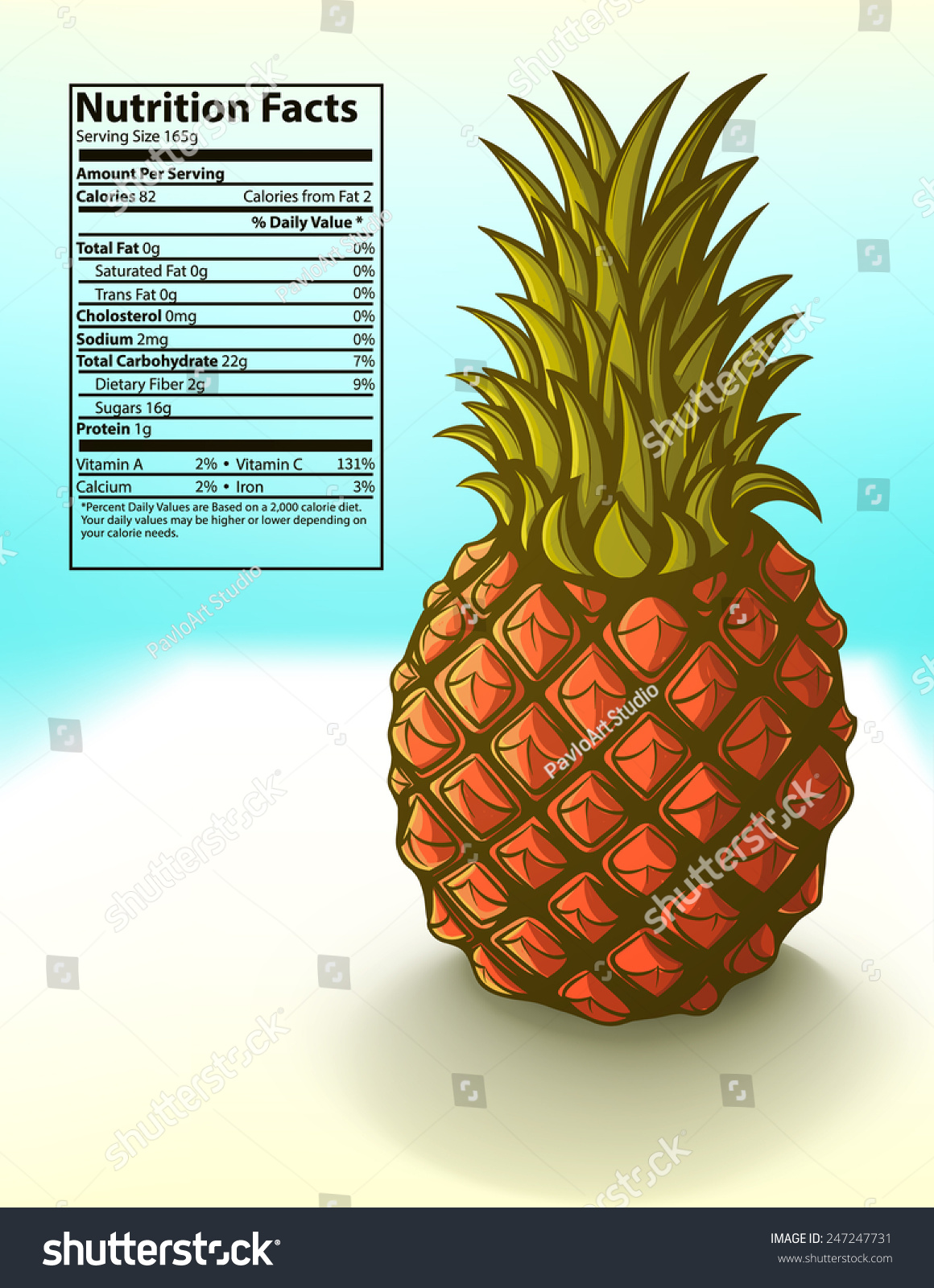 Freshness Pineapple Nutrition Facts Vector Illustration Stock Vector Royalty Free 247247731