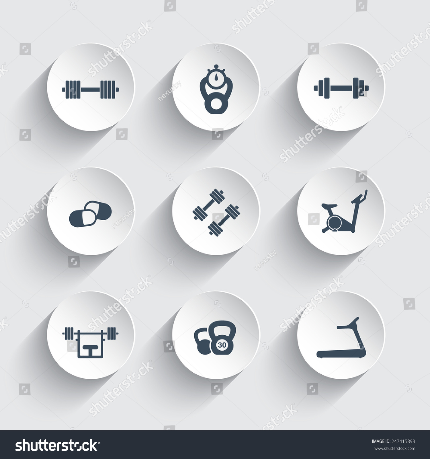 Gym Trendy Round Icons Vector Illustration Stock Vector (Royalty Free ...