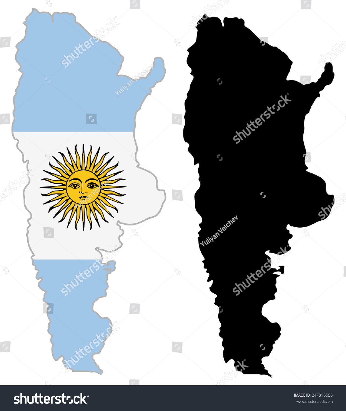 Argentina Map Flag On White Background Stock Illustration 247815556 ...