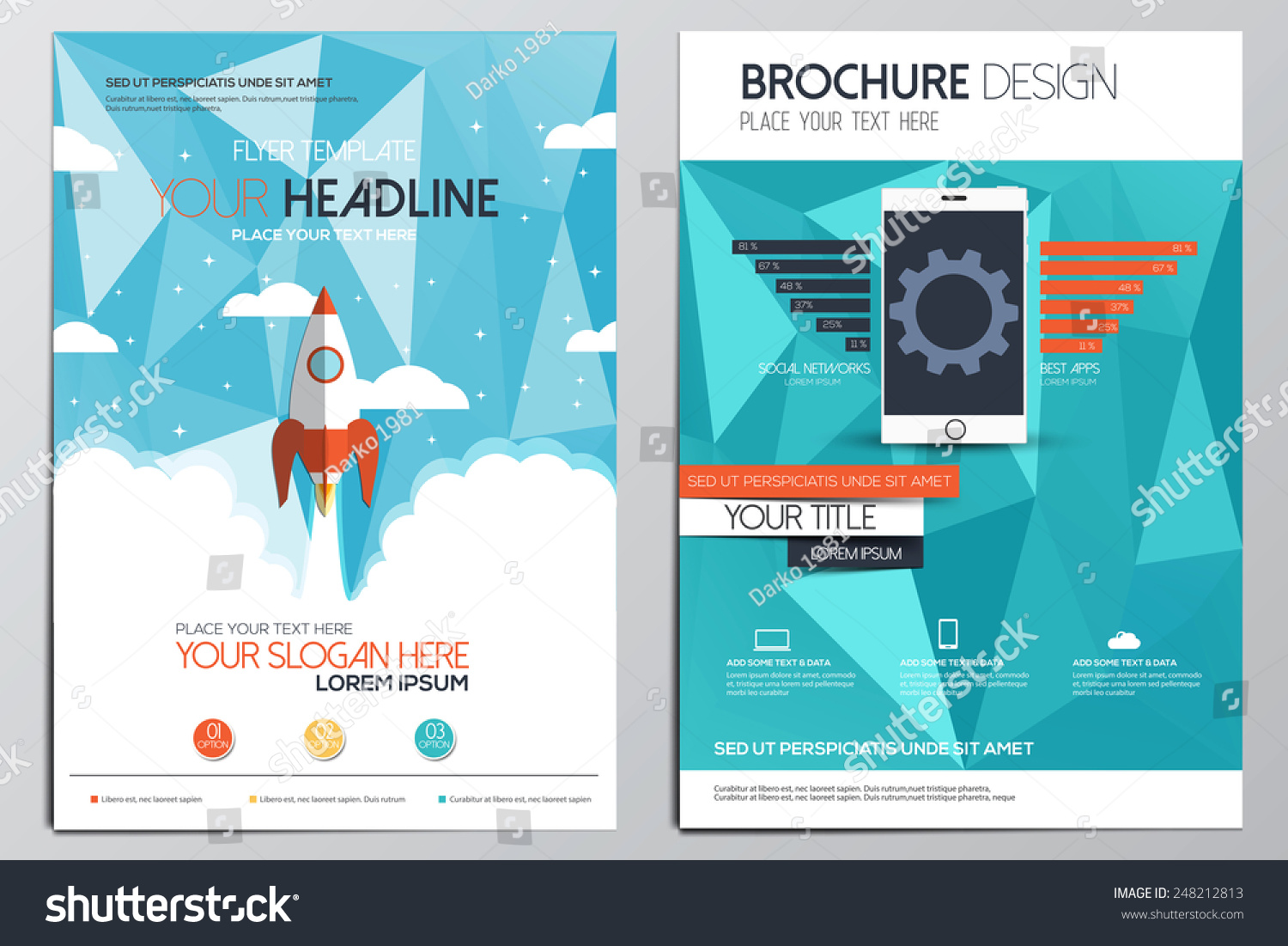 Brochure Design Template Geometric Shapes Abstract Stock Vector ...