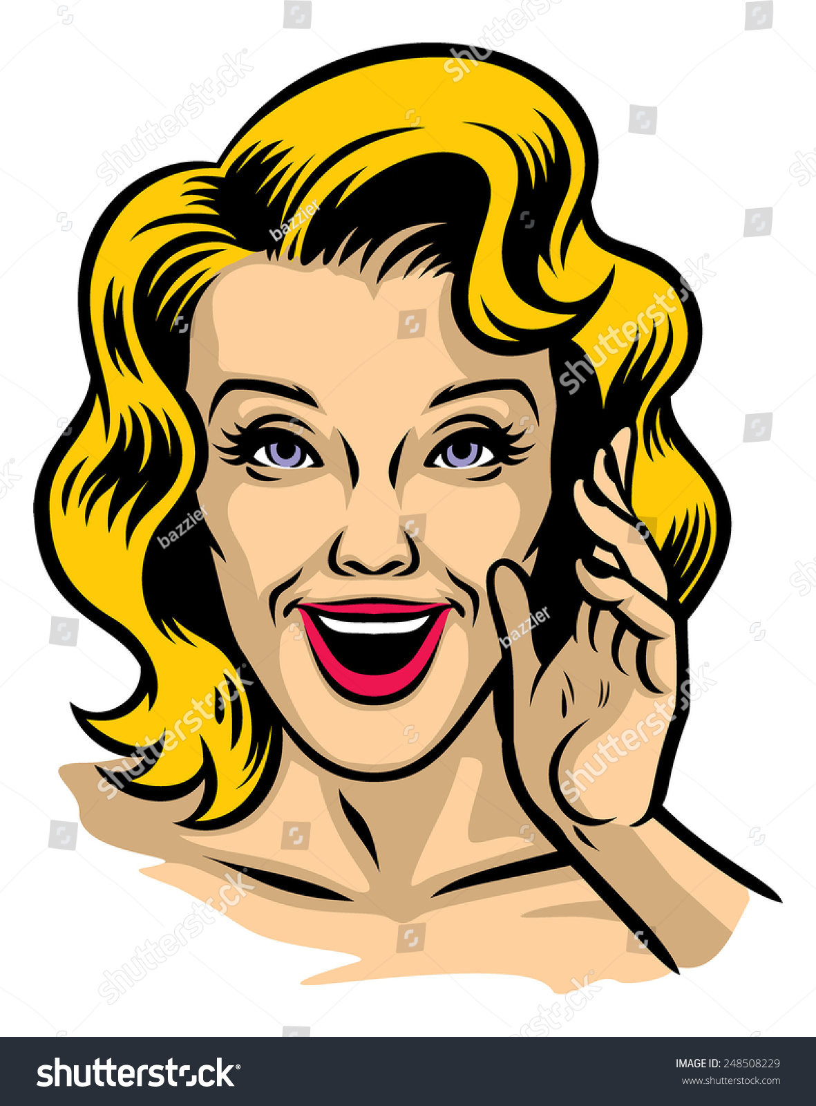 Retro Illustration Beautiful Woman Face Stock Vector Royalty Free 248508229 Shutterstock 8518