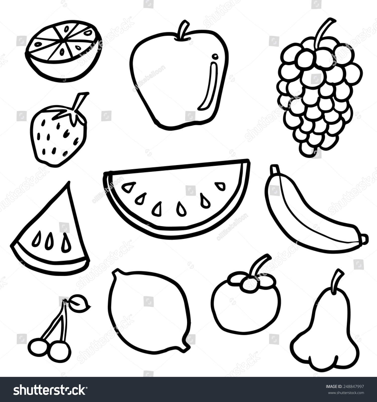 Vector Set Fruits Stock Vector (Royalty Free) 248847997 | Shutterstock