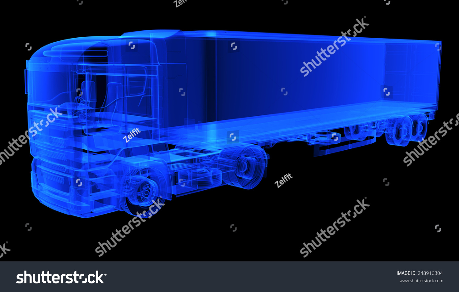 Xray Heavy Truck Semitrailer On Black Stock Illustration 248916304 ...