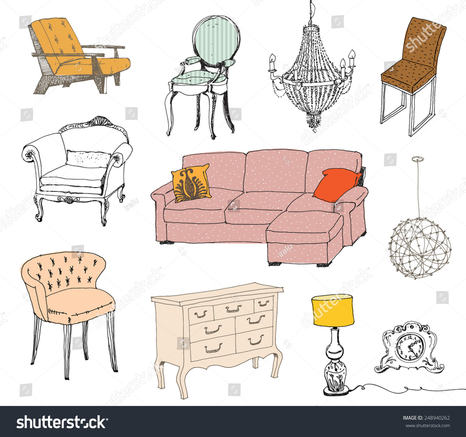 Furniture Modern Classic Style Stock Vector (Royalty Free) 248940262 ...