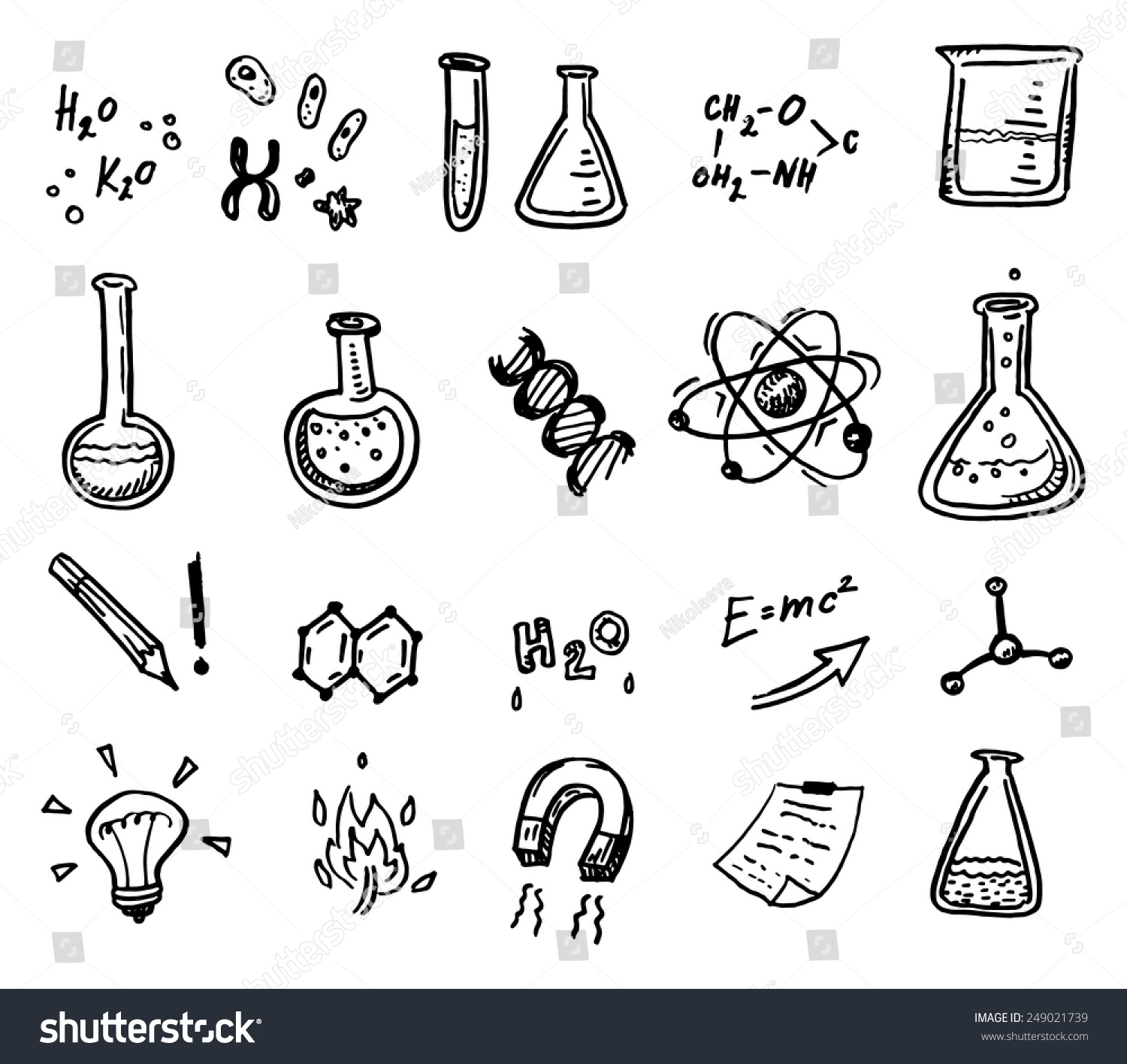 Hand Drawn Chemistry Science Icons Set Stock Vector (Royalty Free ...