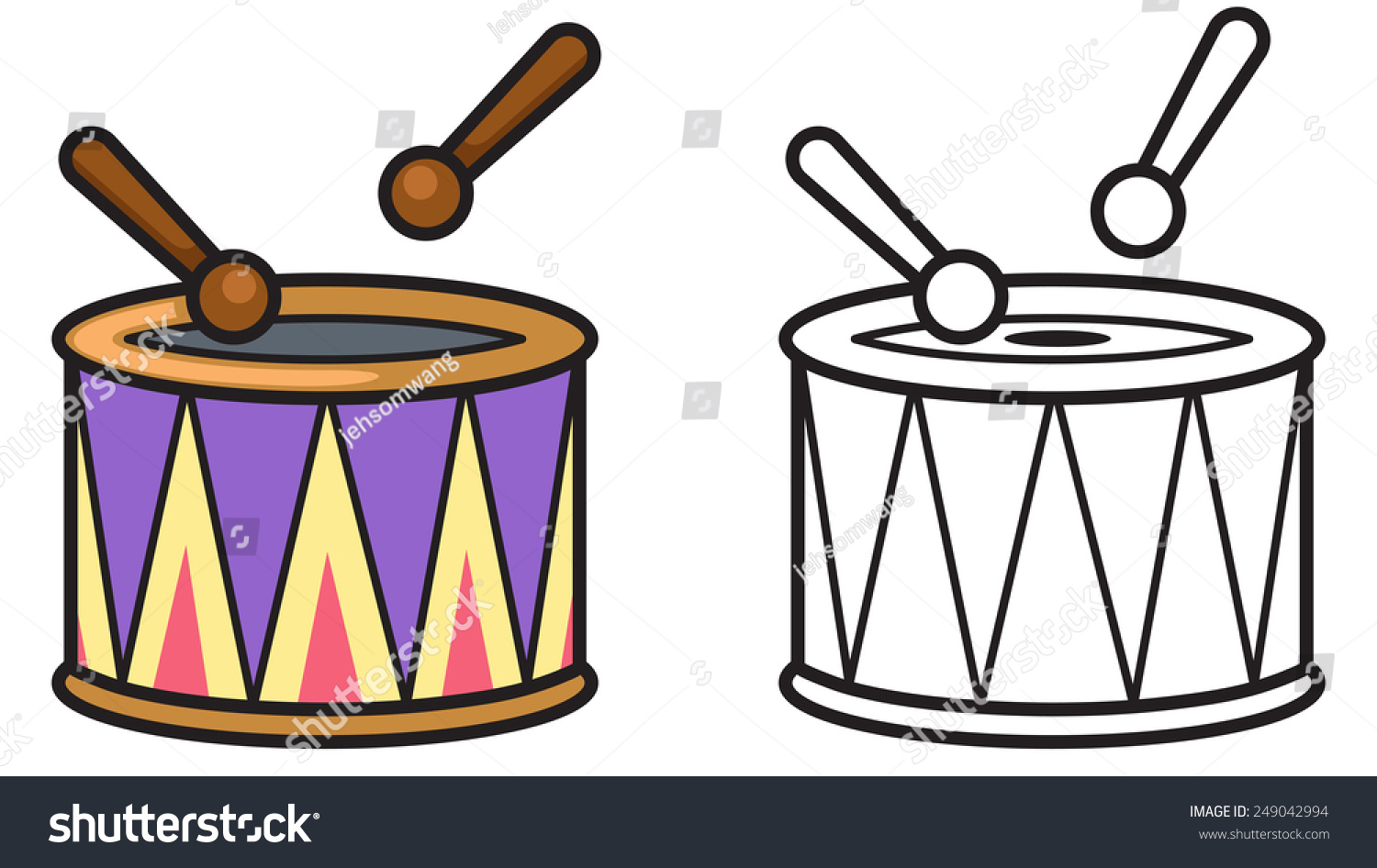 Illustration Isolated Colorful Black White Drum Stock Vector (Royalty ...