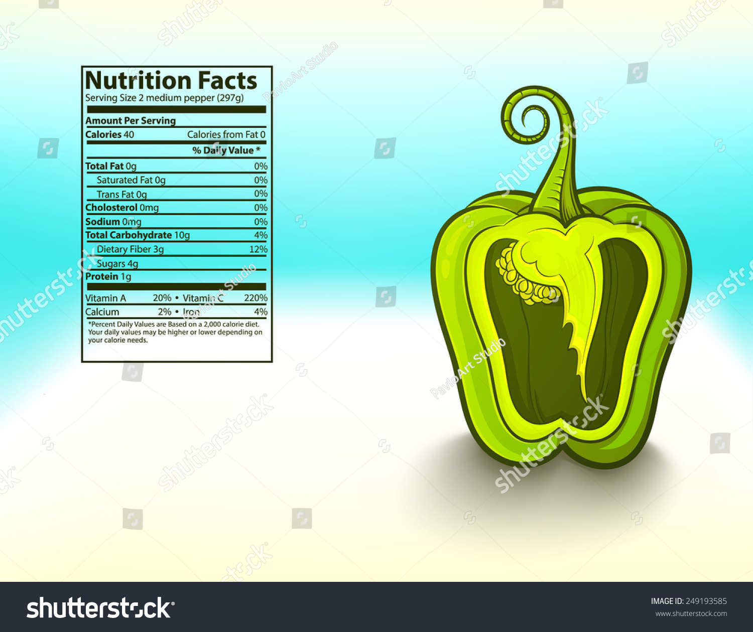Freshness Green Bell Pepper Nutrition Facts Stock Vector Royalty Free 249193585 Shutterstock