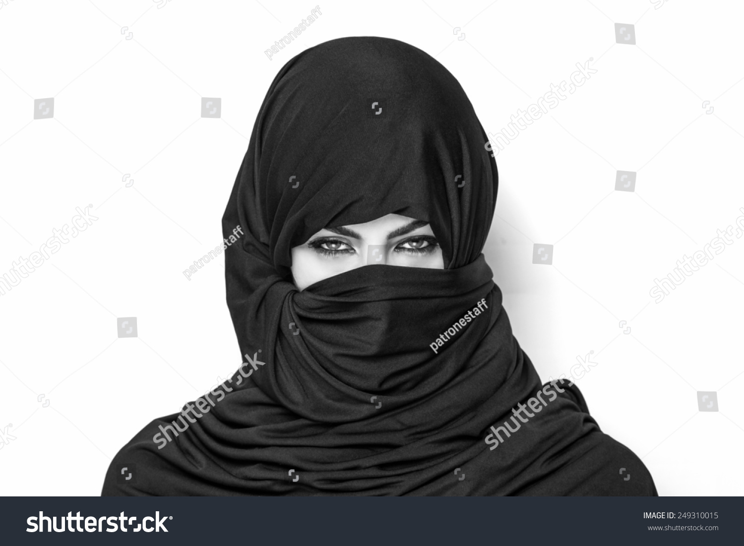 Beautiful Girl Wearing Burqa Black White Stock Photo 249310015 ...