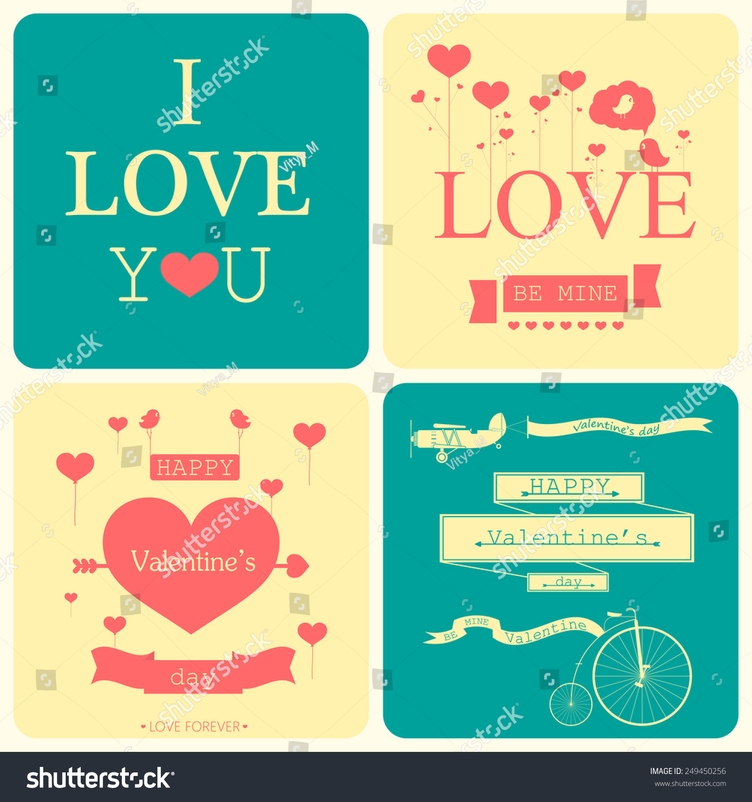 Valentines Day Illustrations Typography Elements Stock Vector (Royalty ...