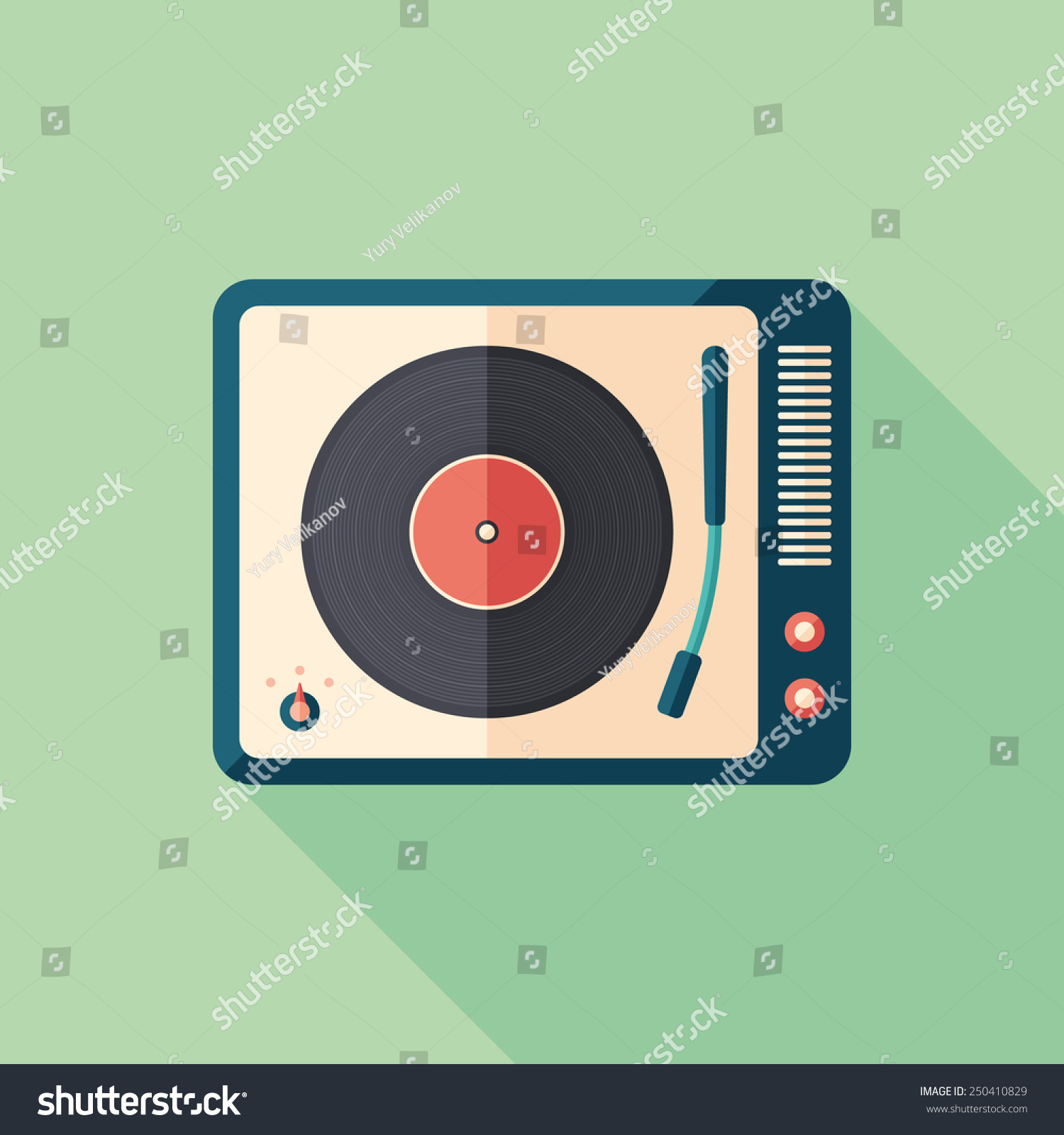 Vintage Turntable Flat Square Icon Long Stock Vector (Royalty Free ...