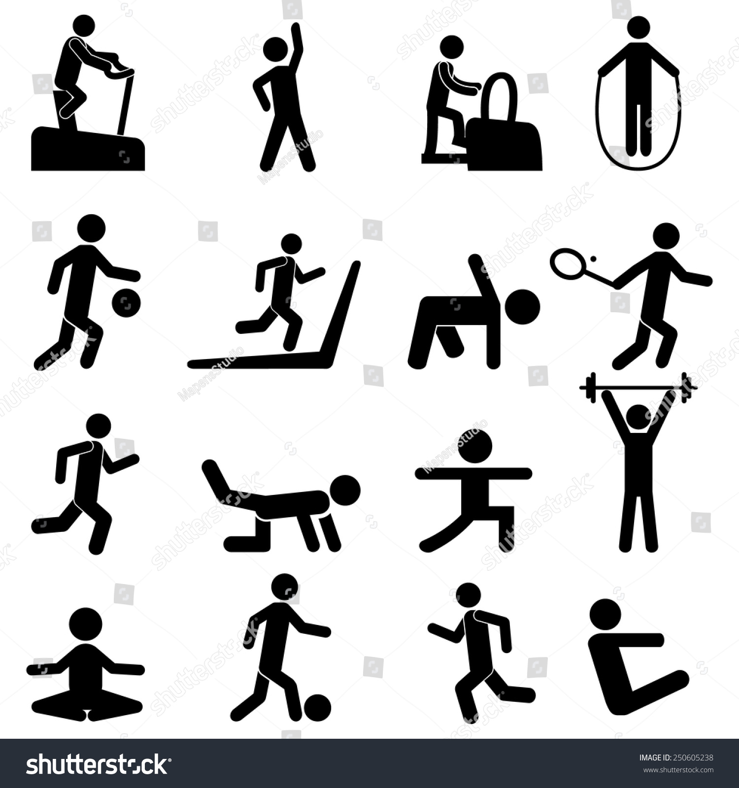 People Fitness Icons Stock Vector (Royalty Free) 250605238 | Shutterstock