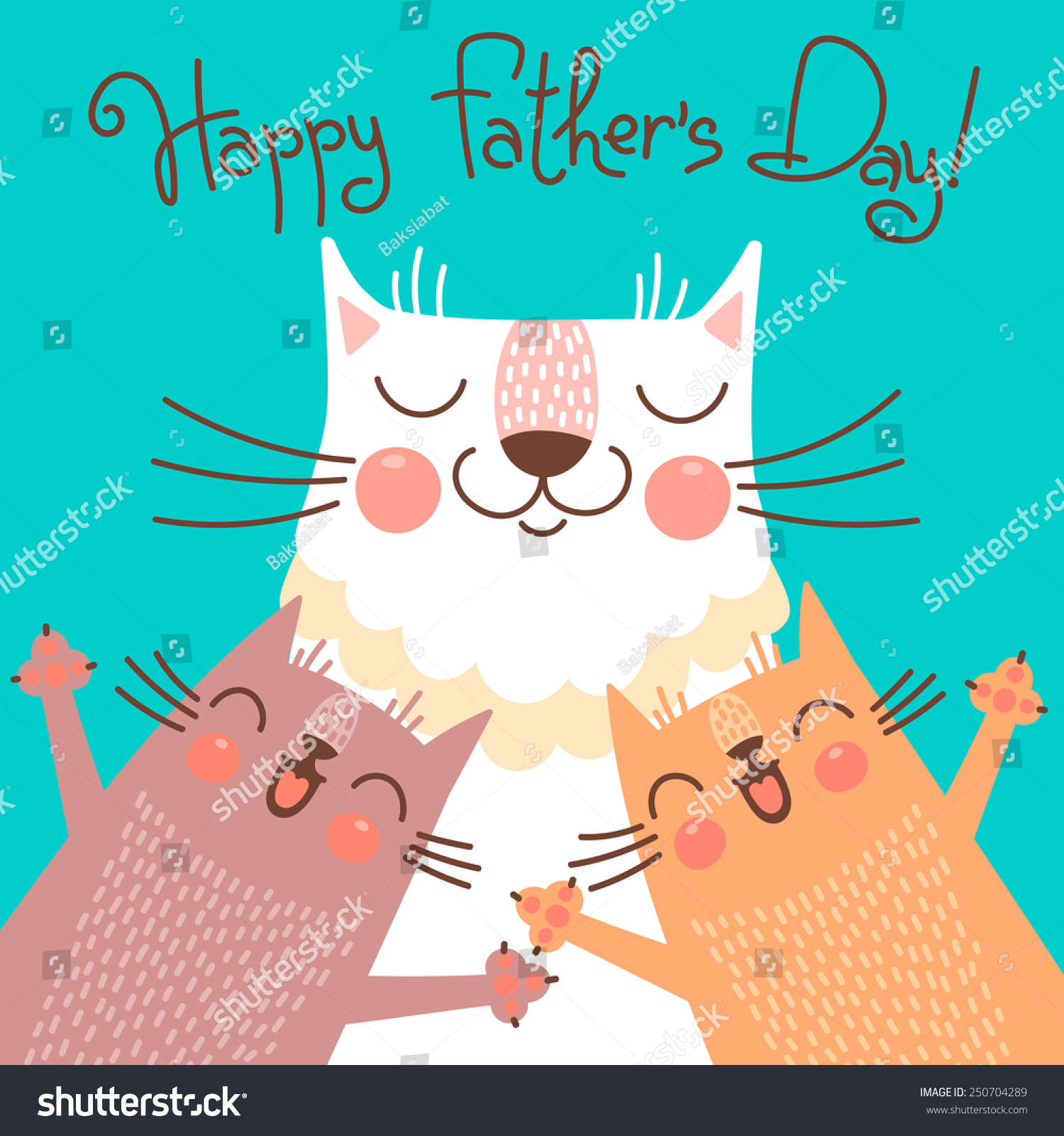 Sweet Card Fathers Day Cats Vector Stock Vector (Royalty Free ...