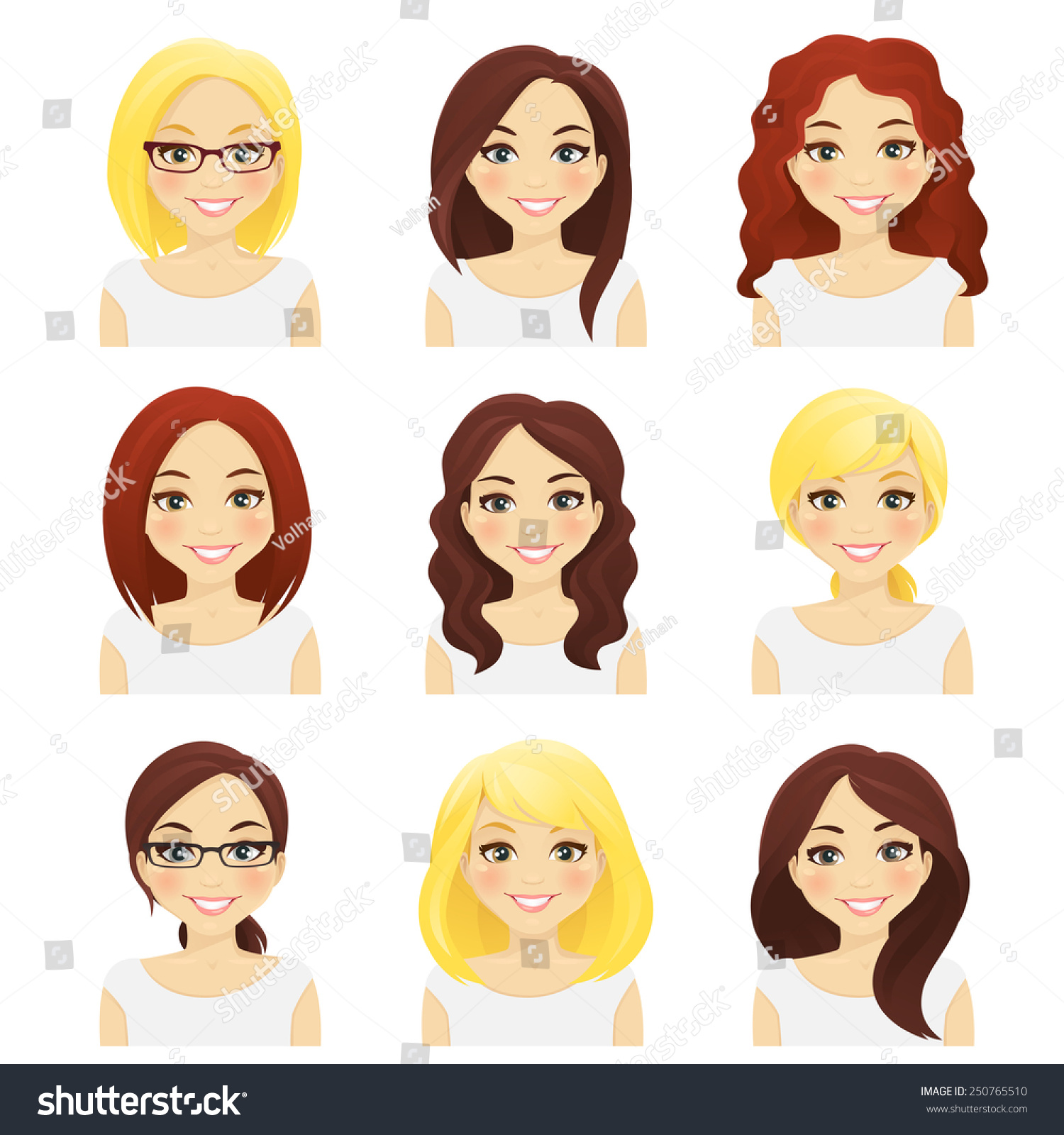 Set Cute Girls Different Hairstyles Color Stock Vector (Royalty Free ...