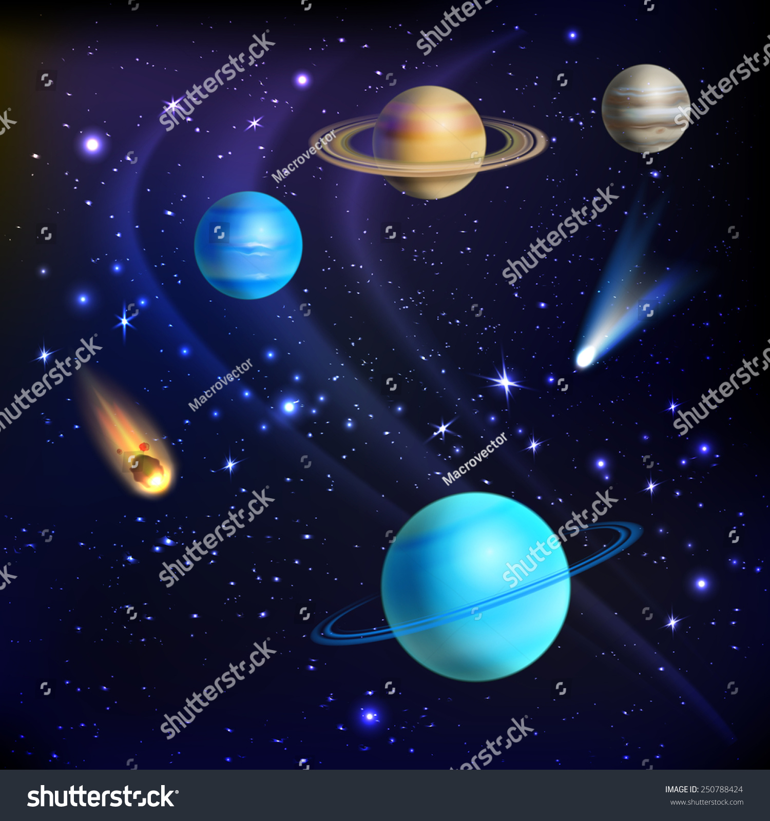 Space Background Solar System Planets Comets Stock Vector (Royalty Free ...