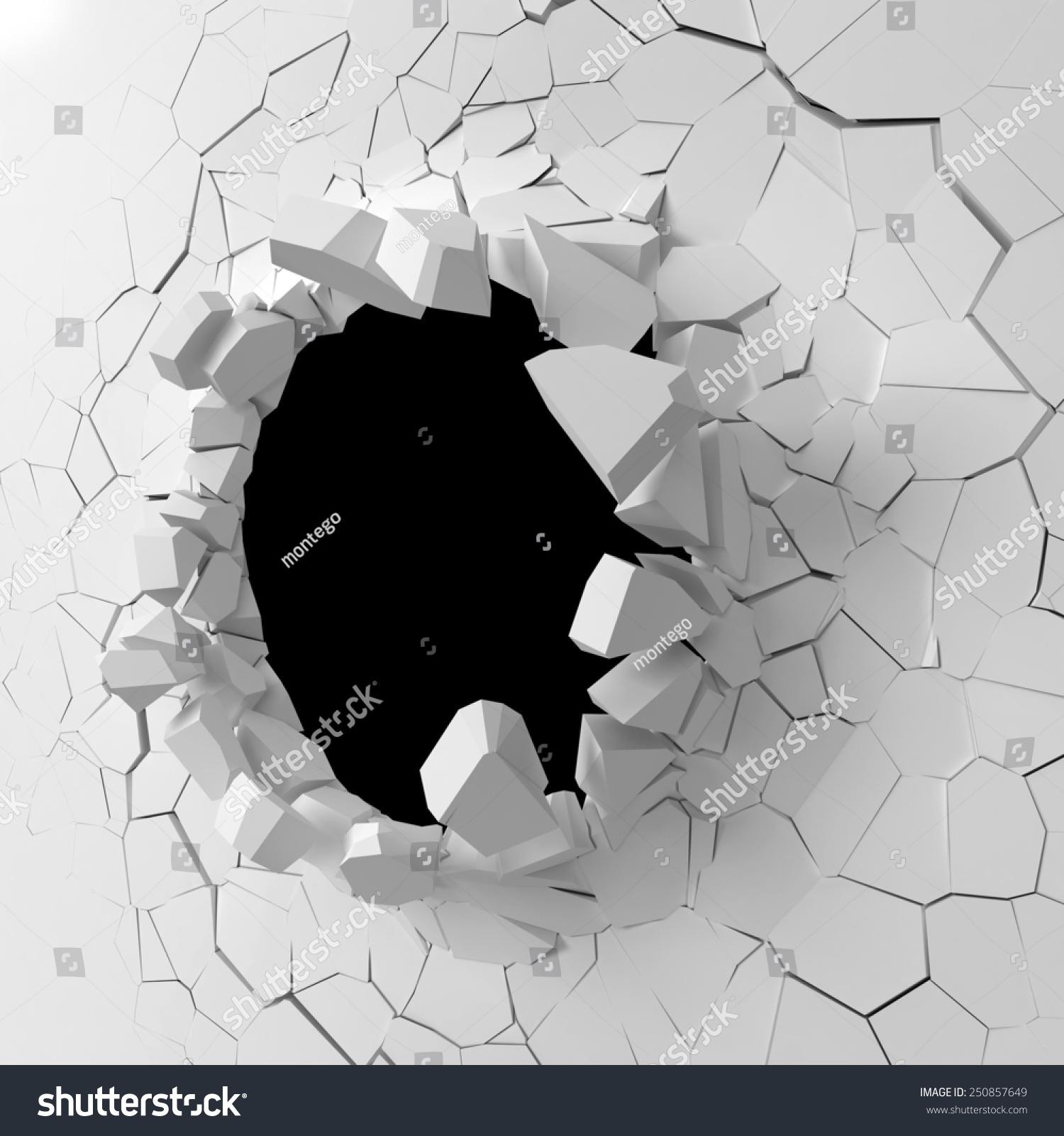 Wall Destruction 3d Illustration Isolated On Stock Illustration ...