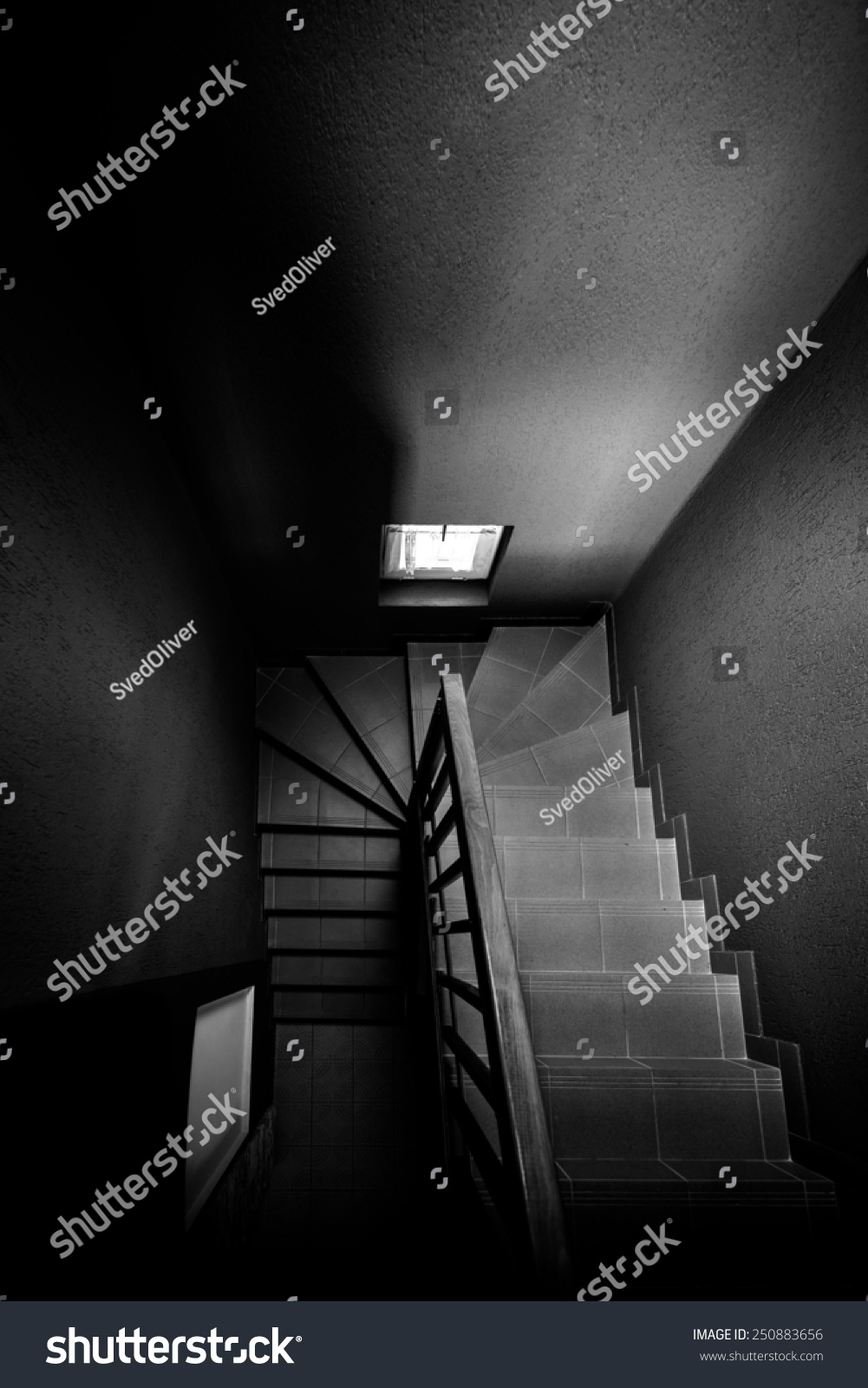 Modern Staircase Black White Background Photo Stock Photo 250883656 