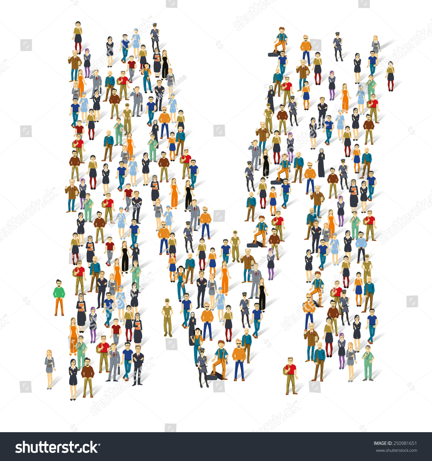 People Crowd Vector Abc Letter M Stock Vector (Royalty Free) 250981651 ...