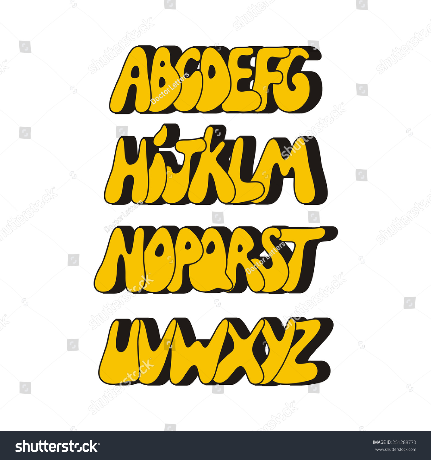 Cartoon Comic Graffiti Font Alphabet Vector Stock Vector Royalty Free 251288770 Shutterstock