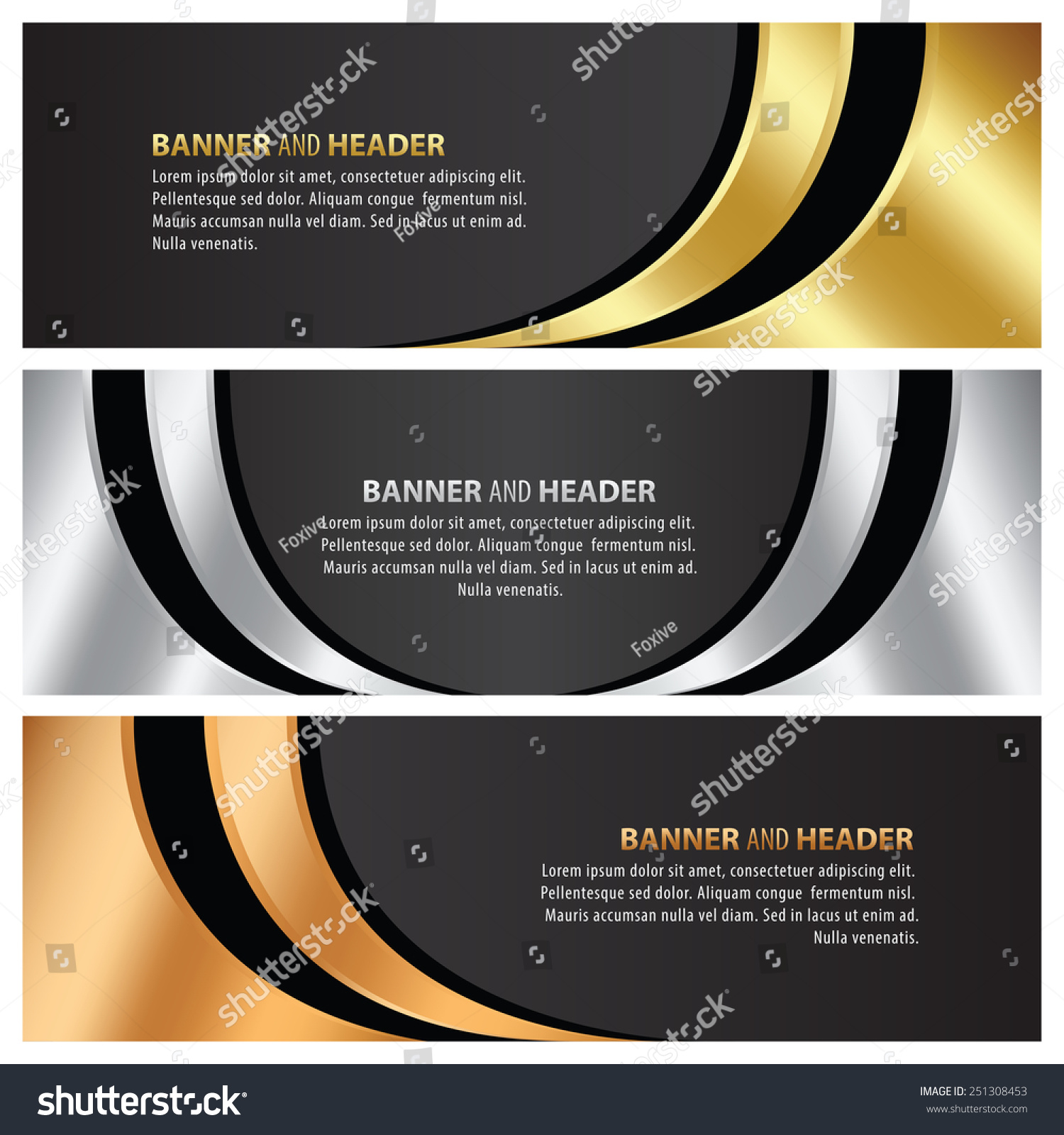 Gold Silver Bronze Banner Template Design Stock Vector (Royalty Free