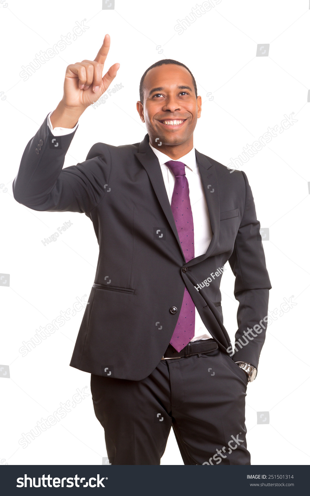 African Business Man Pressing Key Isolated Stock Photo 251501314 ...