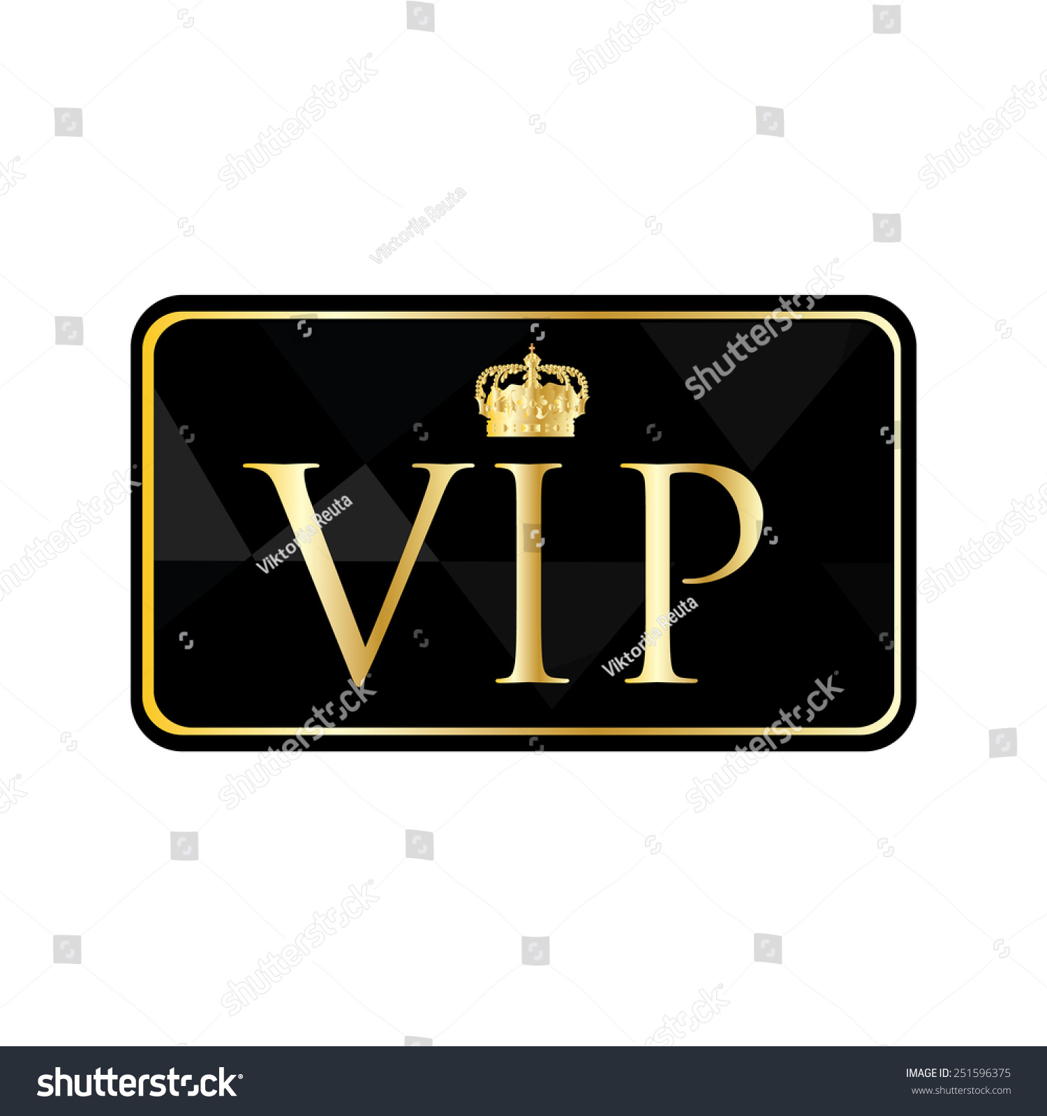 Golden Vip Pass Crown Symbol Card Stock Vector (royalty Free) 251596375 