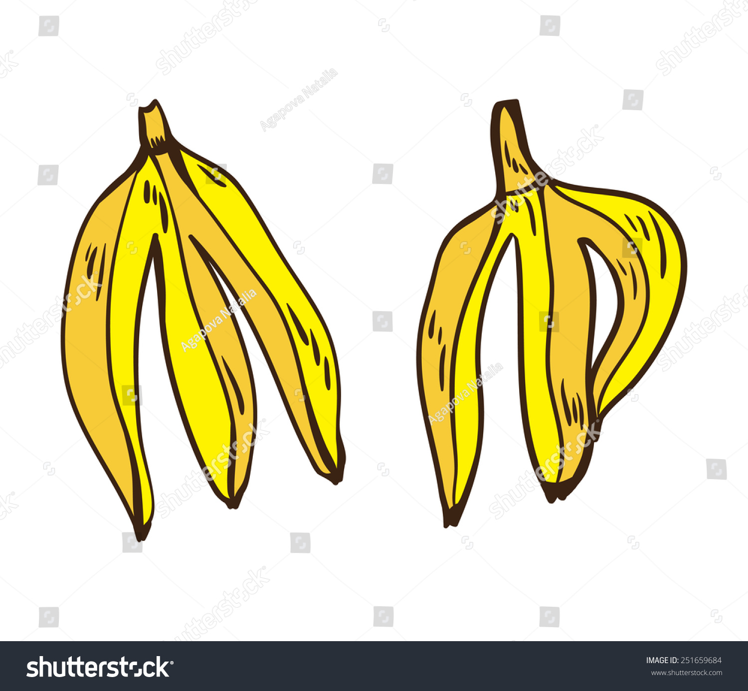 Banana Peel Vector Illustration Stock Vector (Royalty Free) 251659684 ...