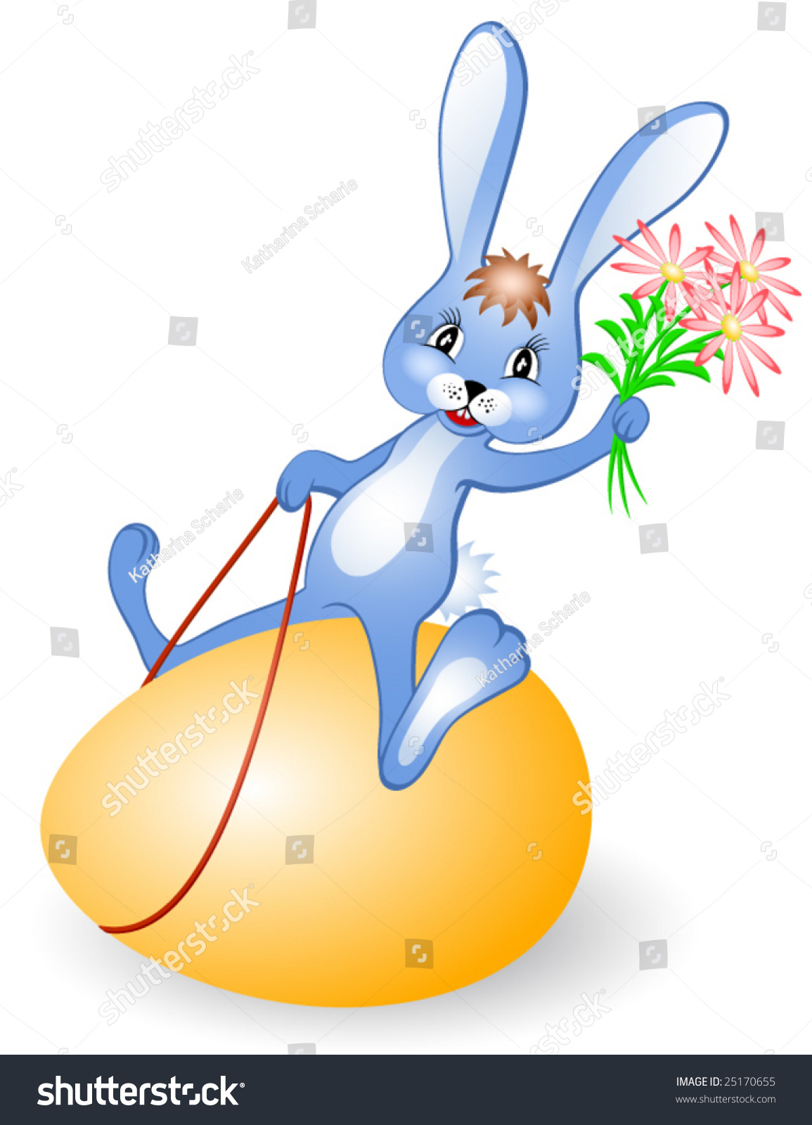 Easter Rabbit Sitting On Egg Vector Stock Vector (Royalty Free ...