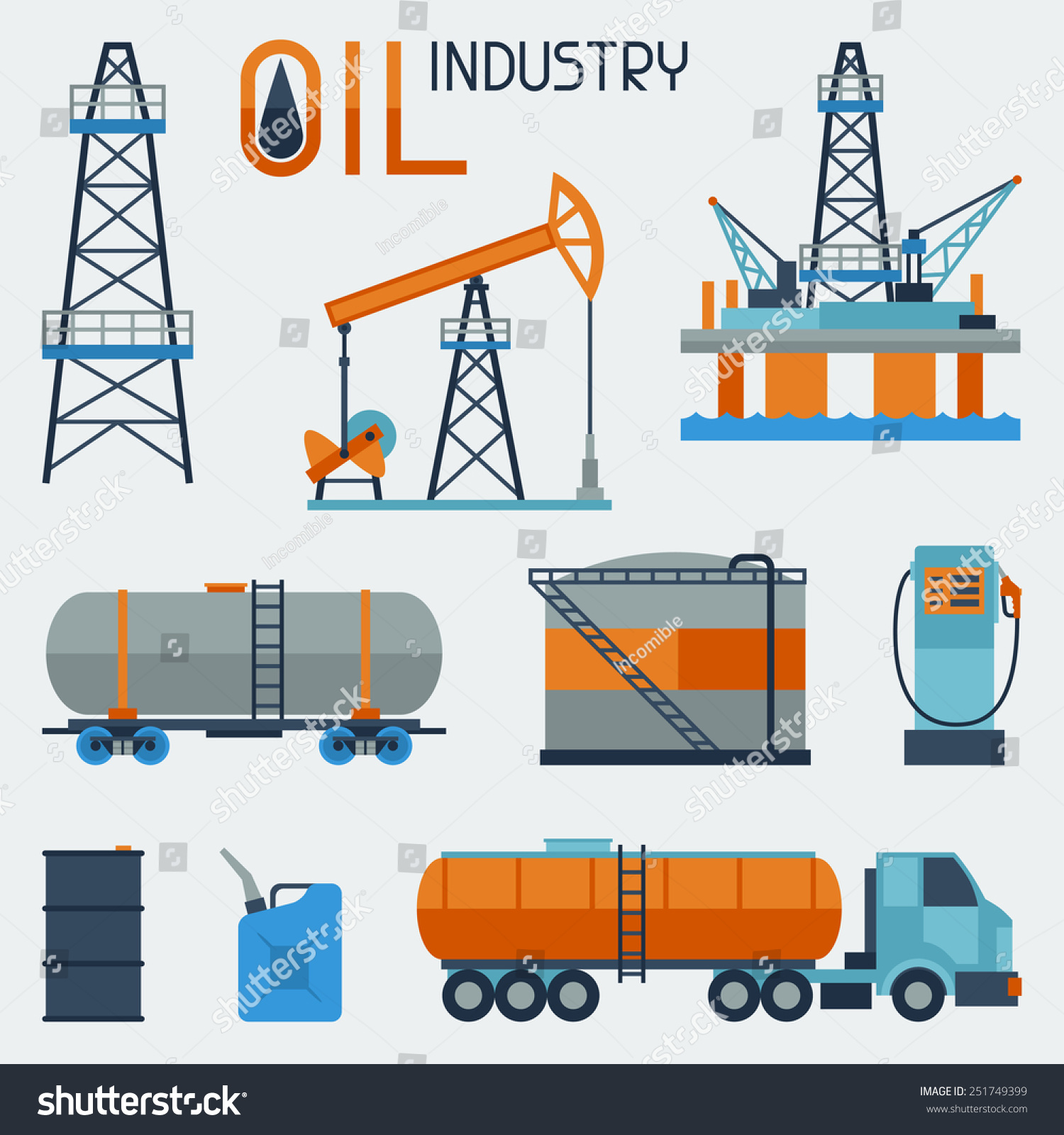 Industrial Set Oil Petrol Icon Extraction Stock Vector (royalty Free 