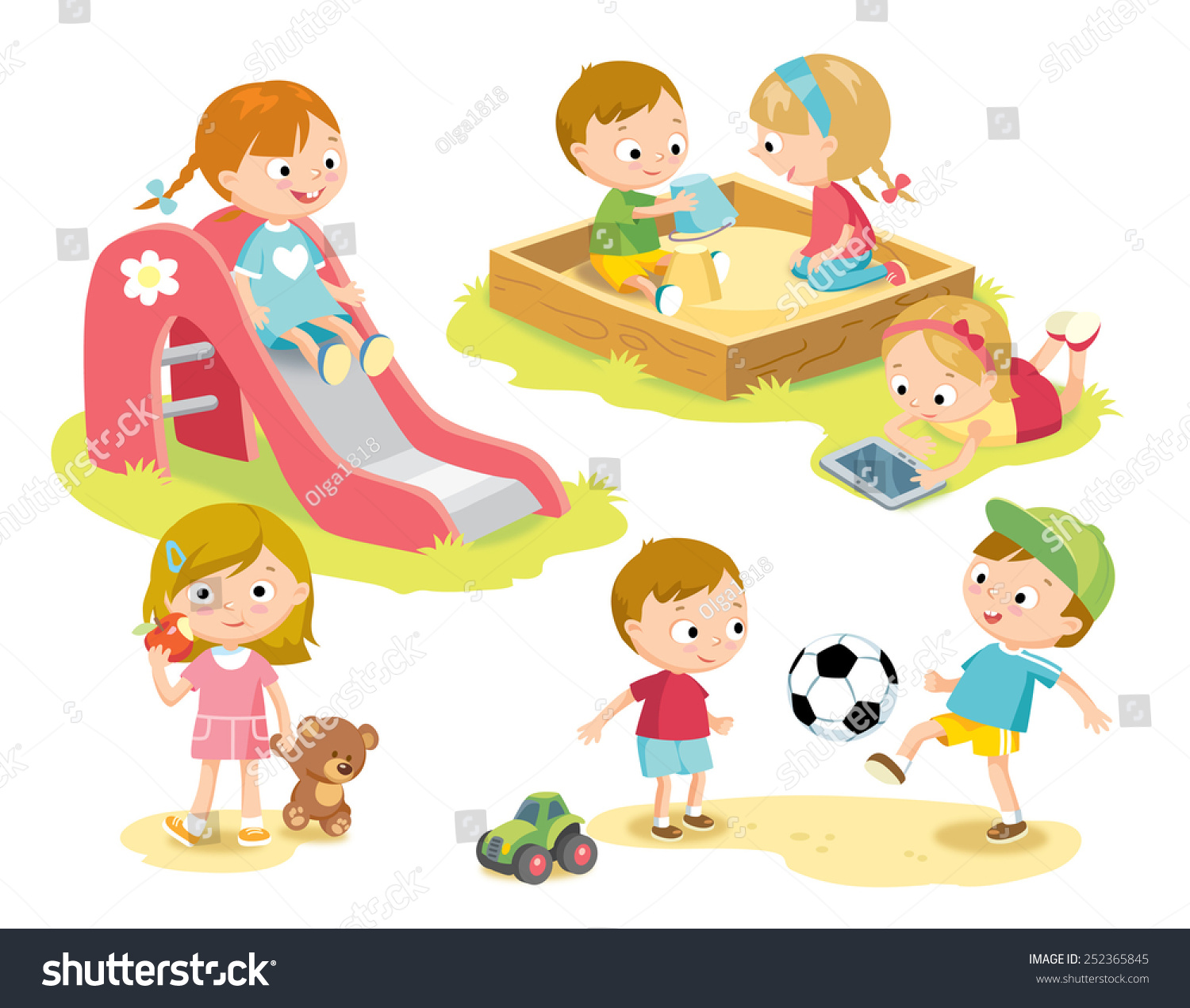 Kids Playing Playground Stock Vector (Royalty Free) 252365845 ...