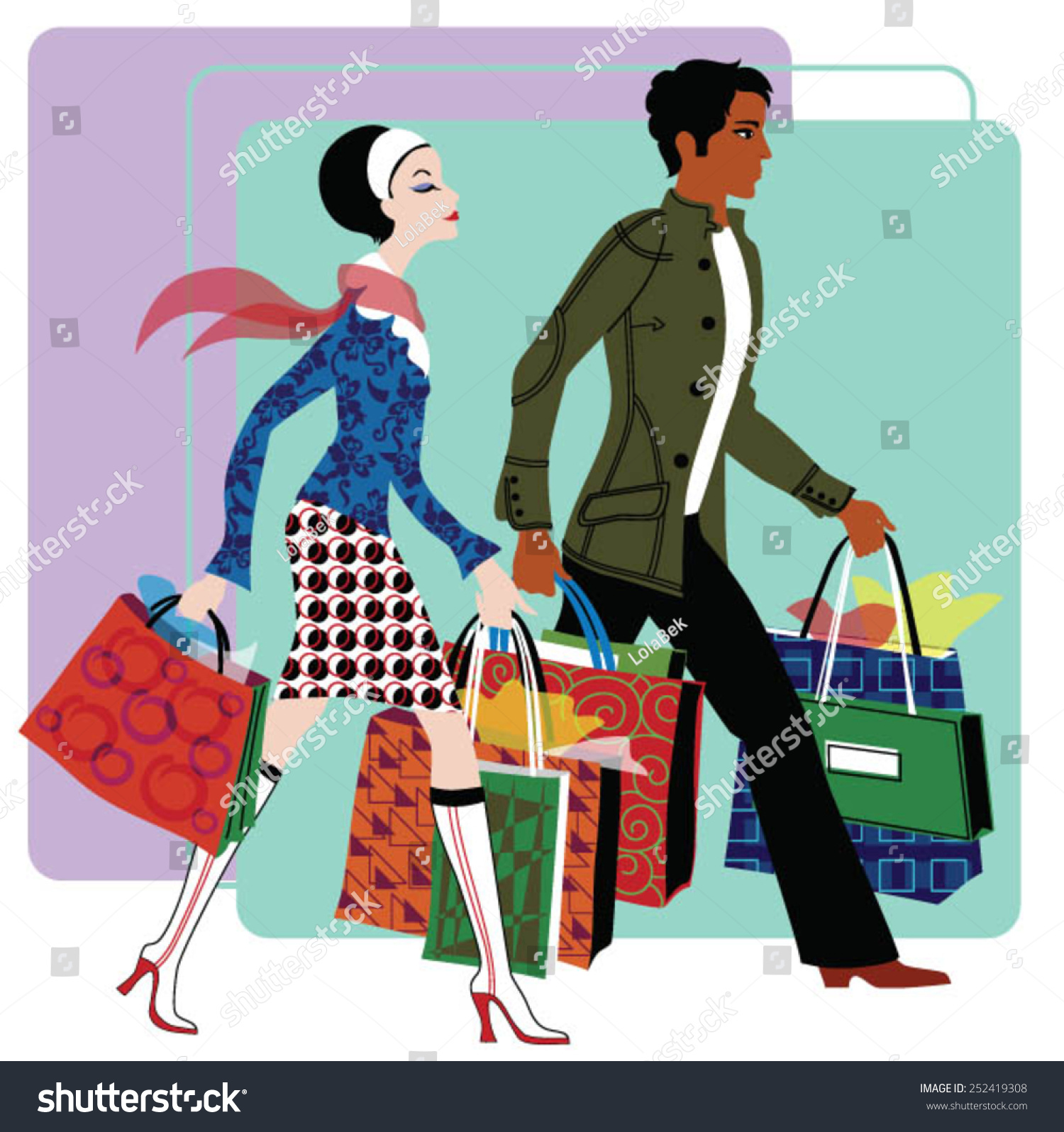 Lets go shopping. Woman go man go