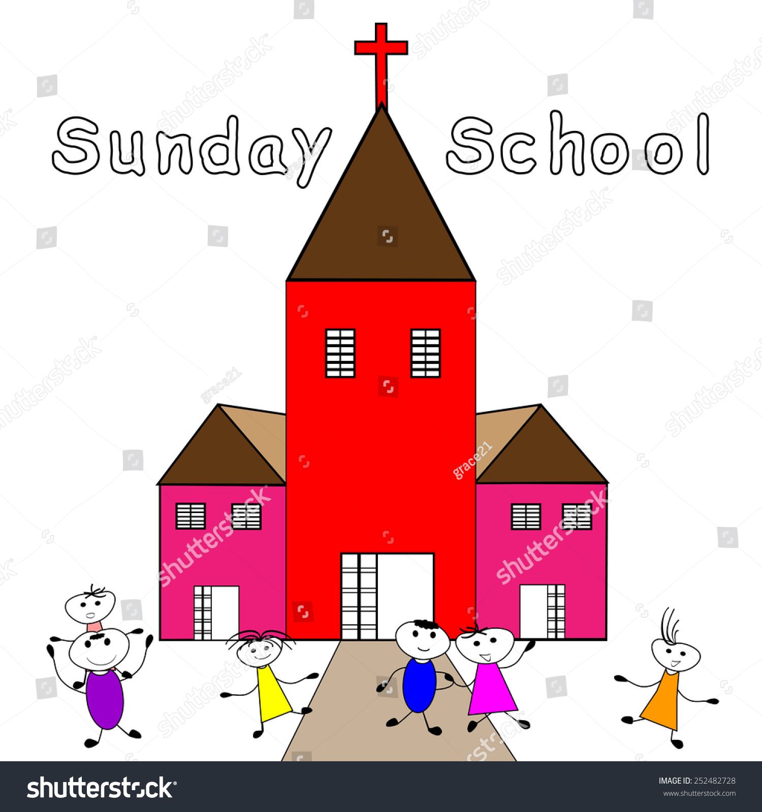 Sunday Schoolchildren Go Sunday School Vector Stock Vector (Royalty ...