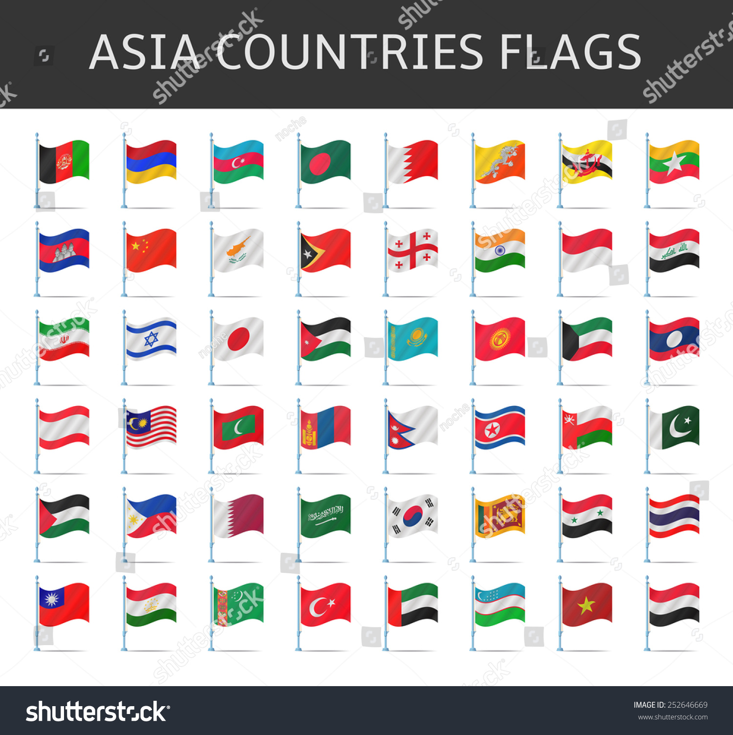 Asia Flag Vector Stock Vector (Royalty Free) 252646669 | Shutterstock