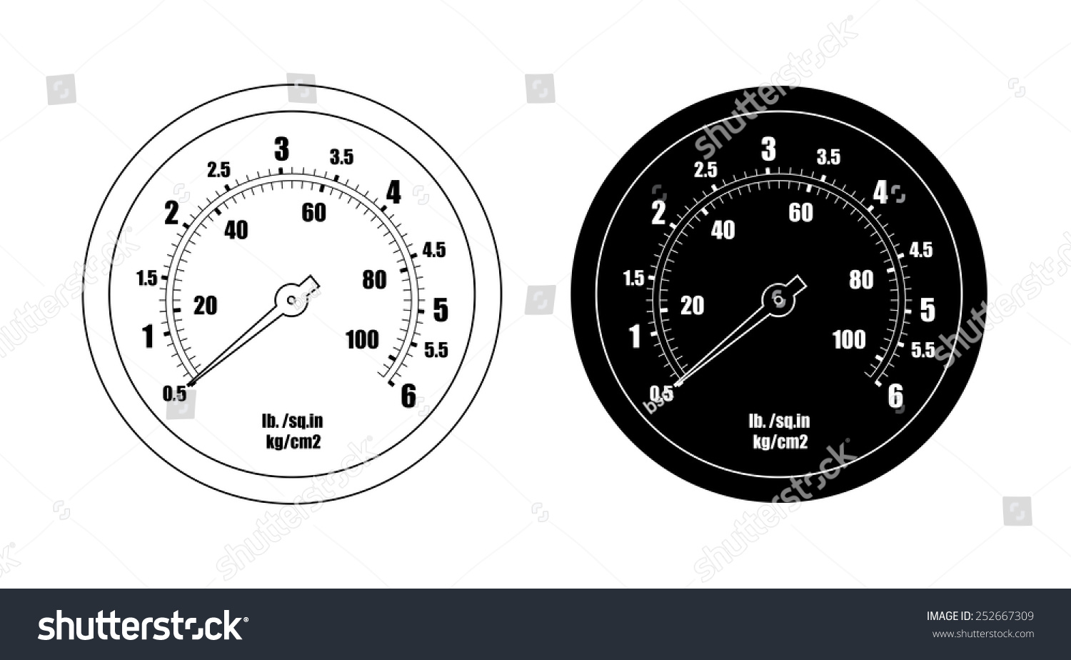 Pressure Gauge Bar Icon Clip Art Stock Vector (Royalty Free) 252667309 ...