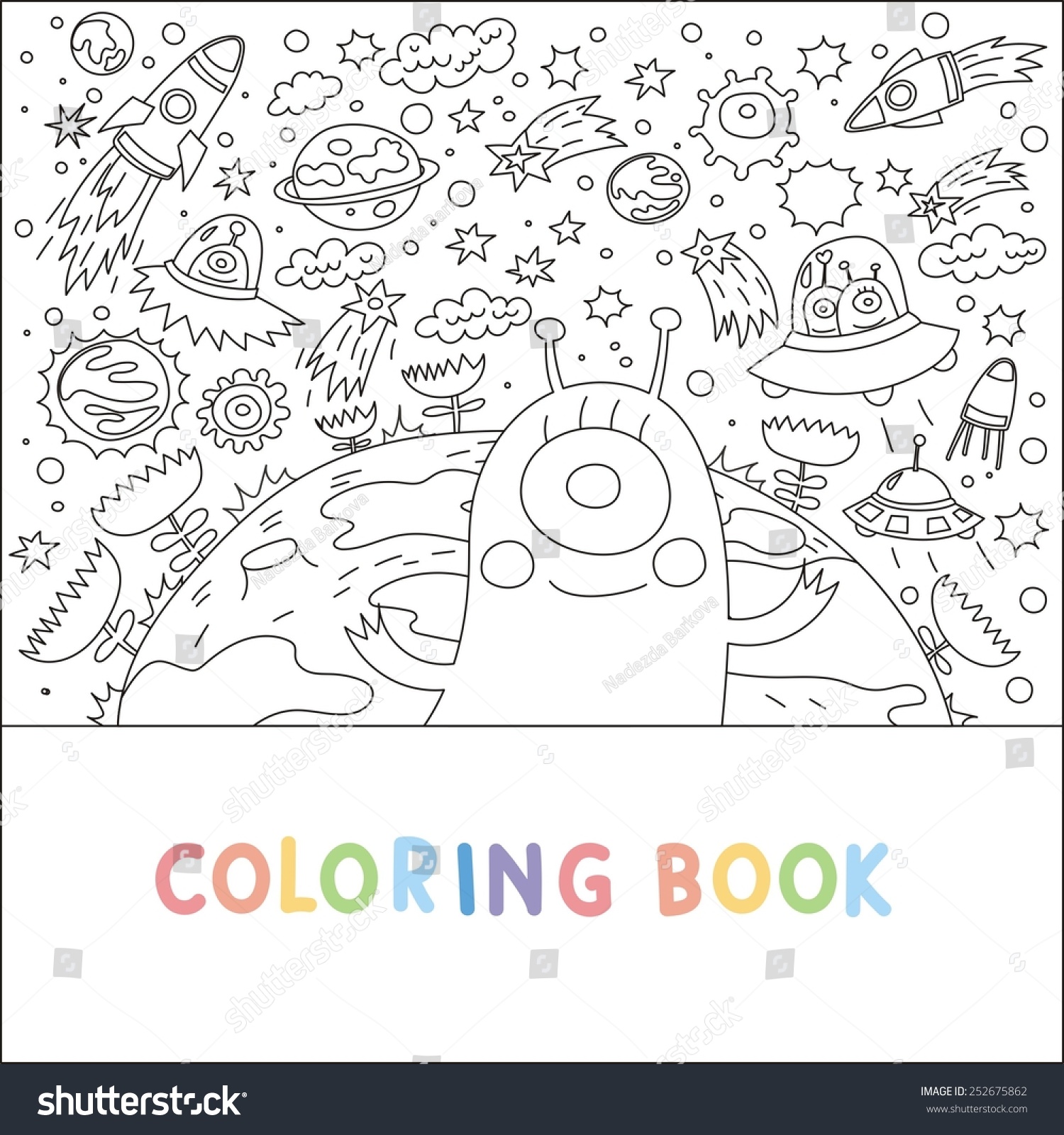 Space Monsters Planet Color Book Design Stock Vector (Royalty Free ...