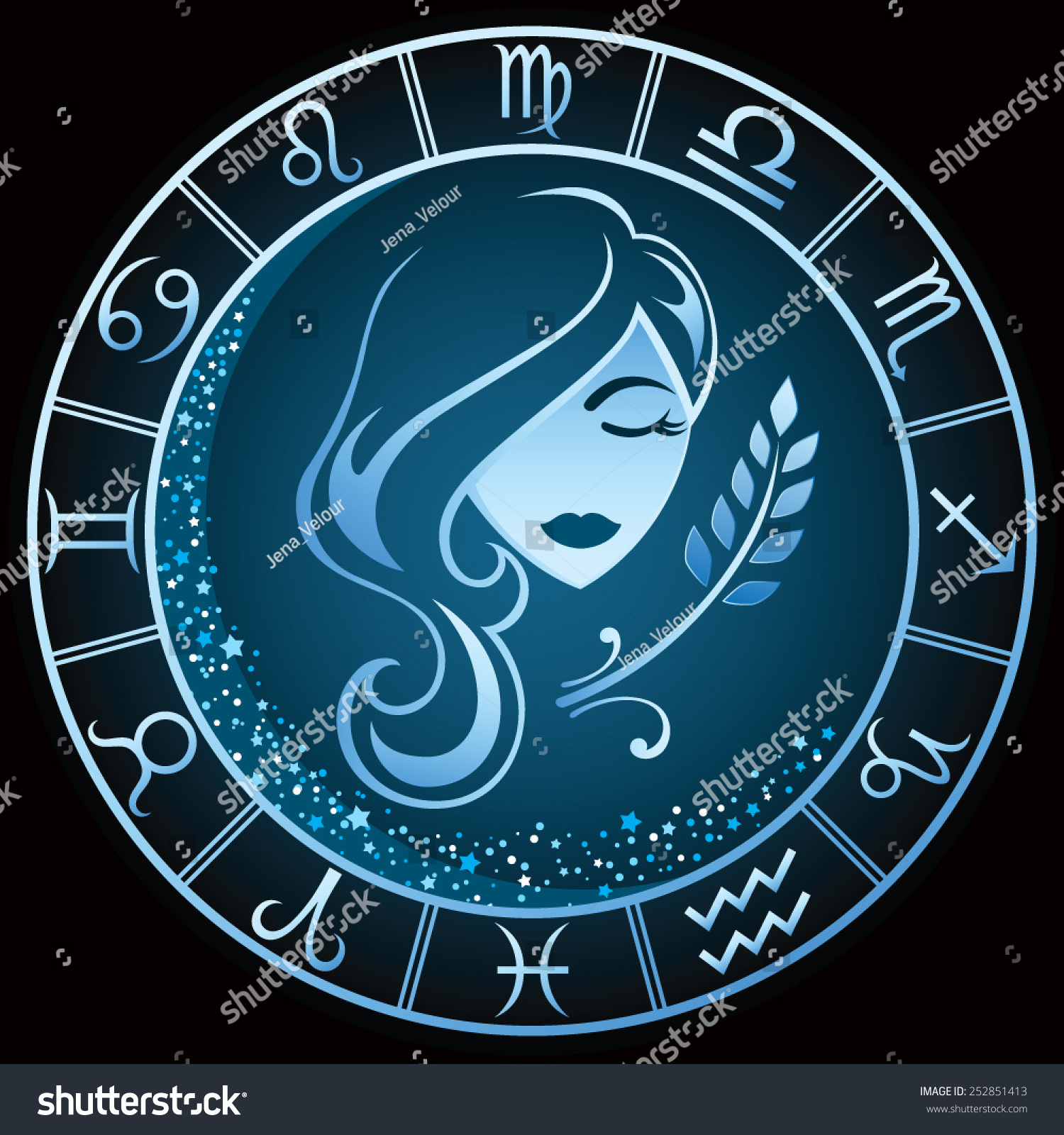 Dark Blue Virgo Zodiac Sign Vector Stock Vector Royalty Free