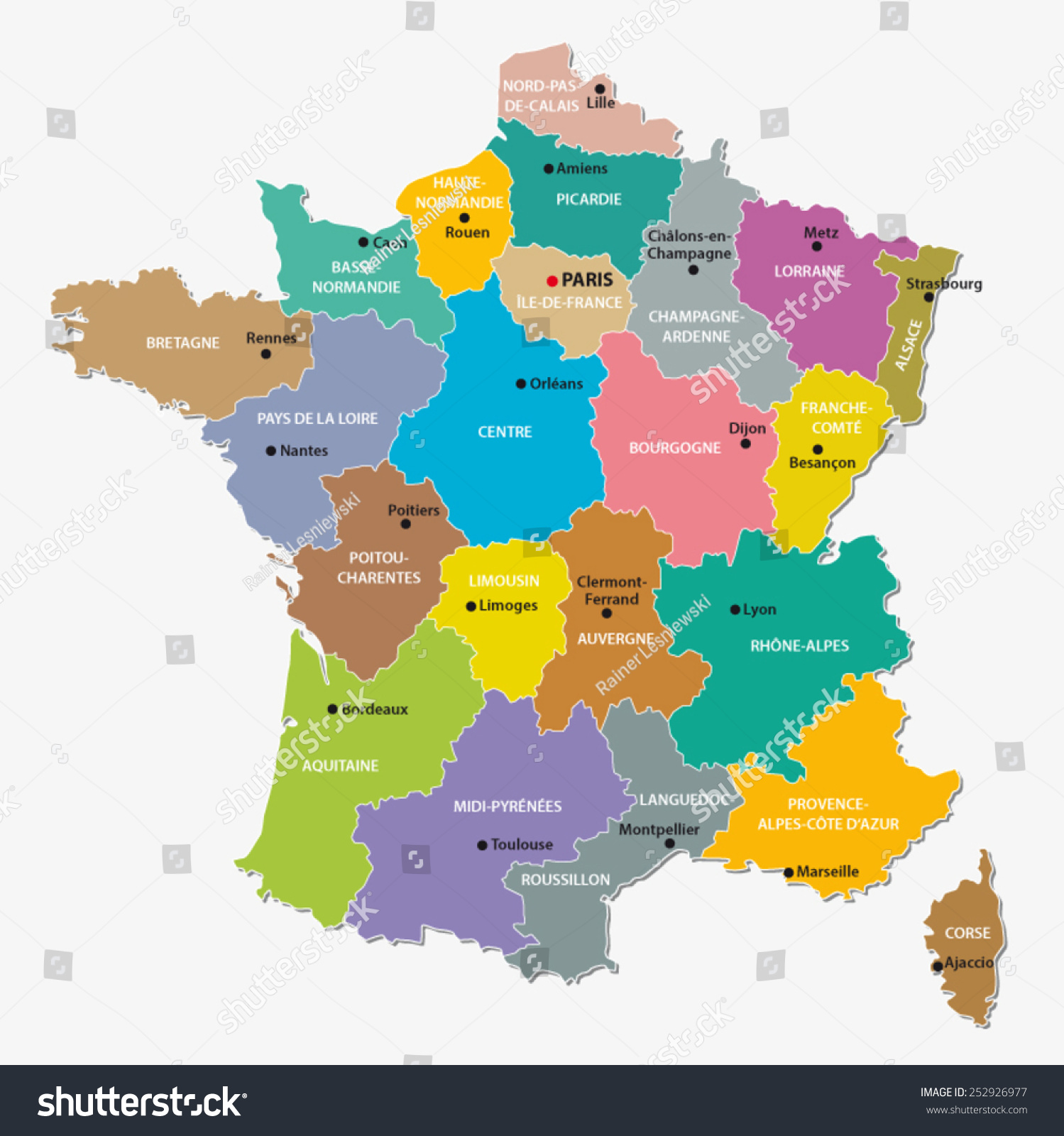 France Administrative Map Stock Vector (Royalty Free) 252926977 ...