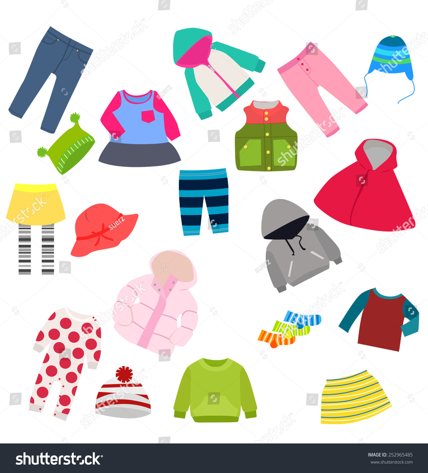 Set Childrens Clothes Vector Design Elements Stock Vector (Royalty Free ...