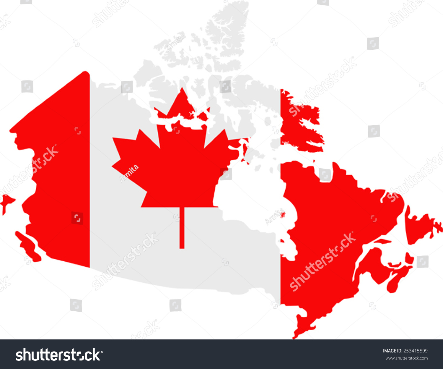 Map Flag Canada Stock Vector (Royalty Free) 253415599 | Shutterstock