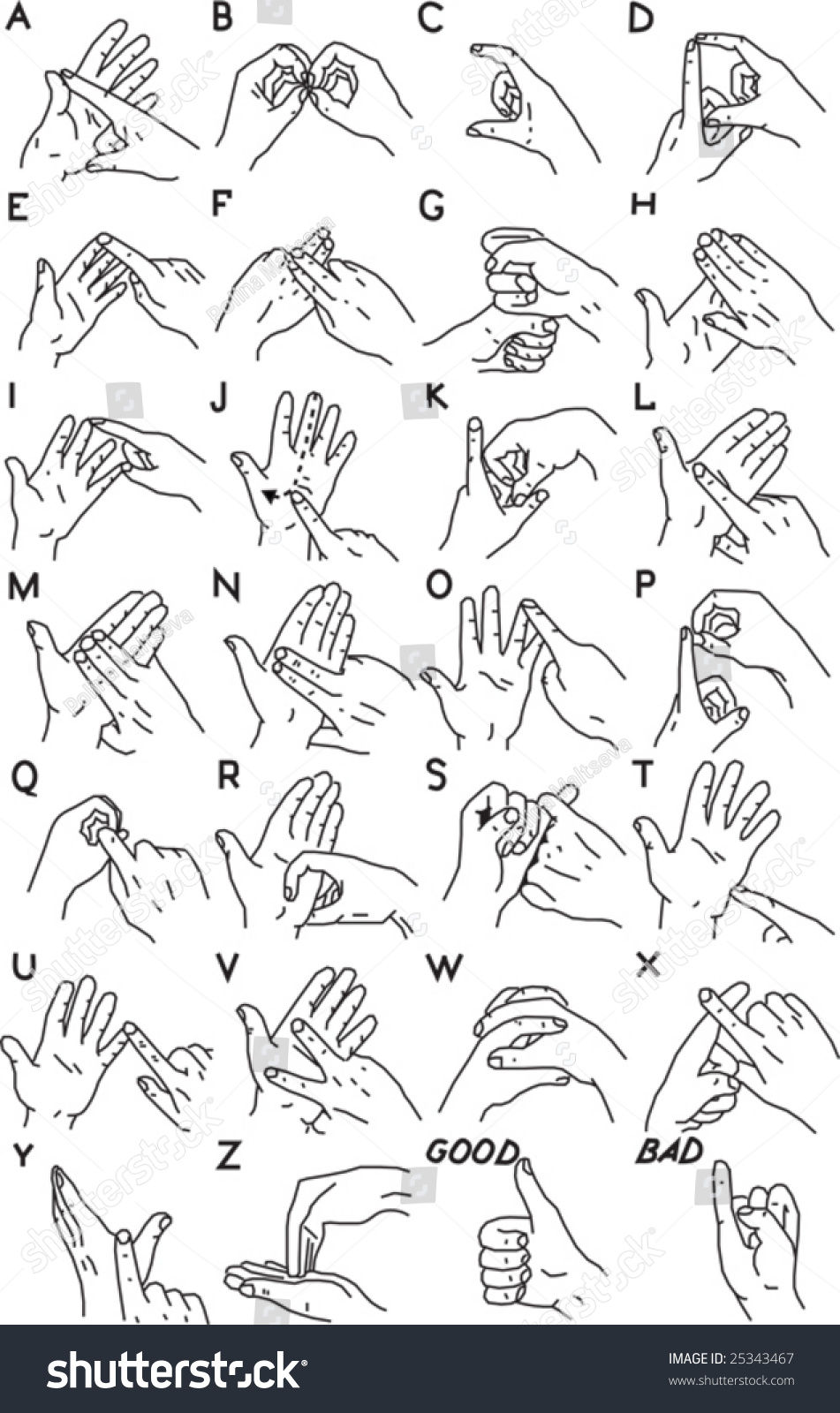 Sign Language Alphabet Stock Vector (Royalty Free) 25343467 | Shutterstock