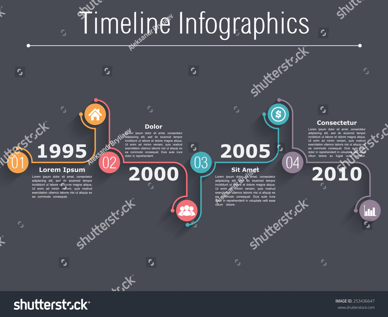 Timeline Infographics Design Template Numbers Icons Stock Vector ...