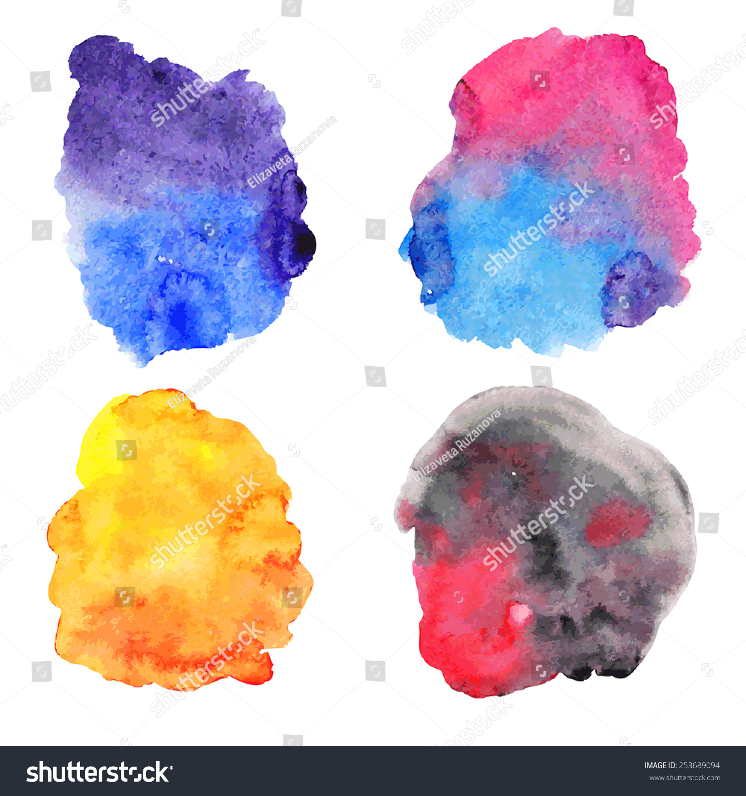 Watercolor Vector Spots On White Background Stock Vector (Royalty Free ...