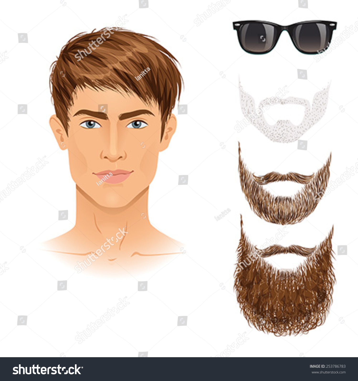 Beards Styles Three Different Options Isolated Stock Vector Royalty Free 253786783 Shutterstock 3688