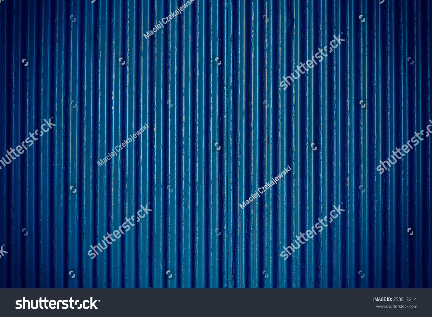 Navy Blue Corrugated Sheet Metal Background Stock Photo 253812214 ...