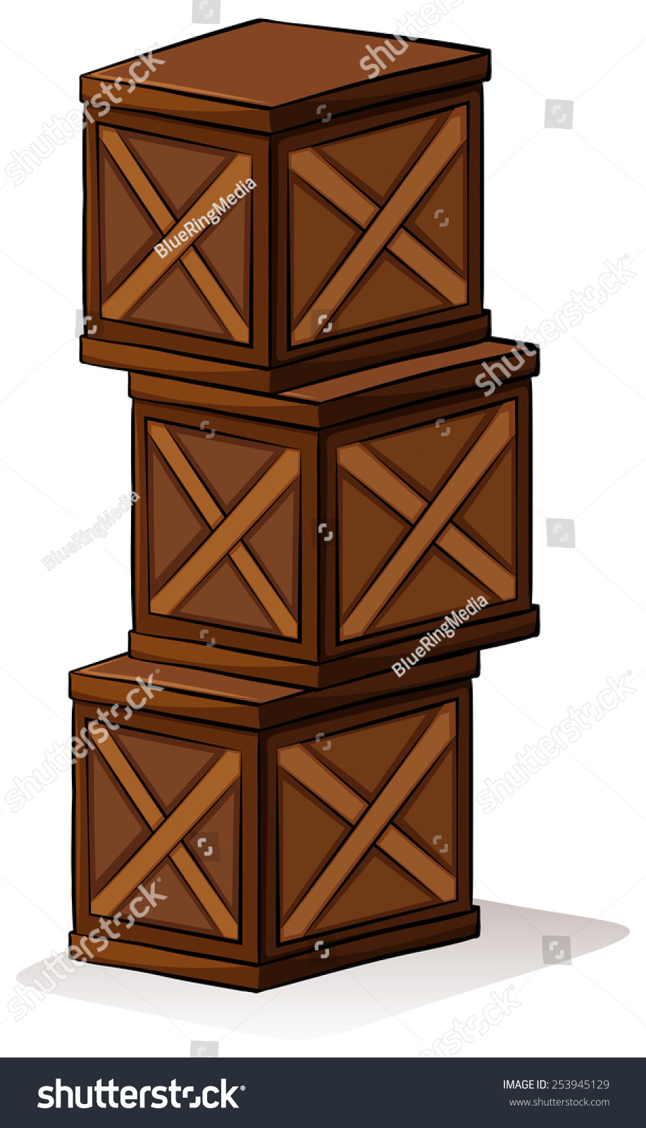 Pile Crates On White Background Stock Vector (Royalty Free) 253945129 ...