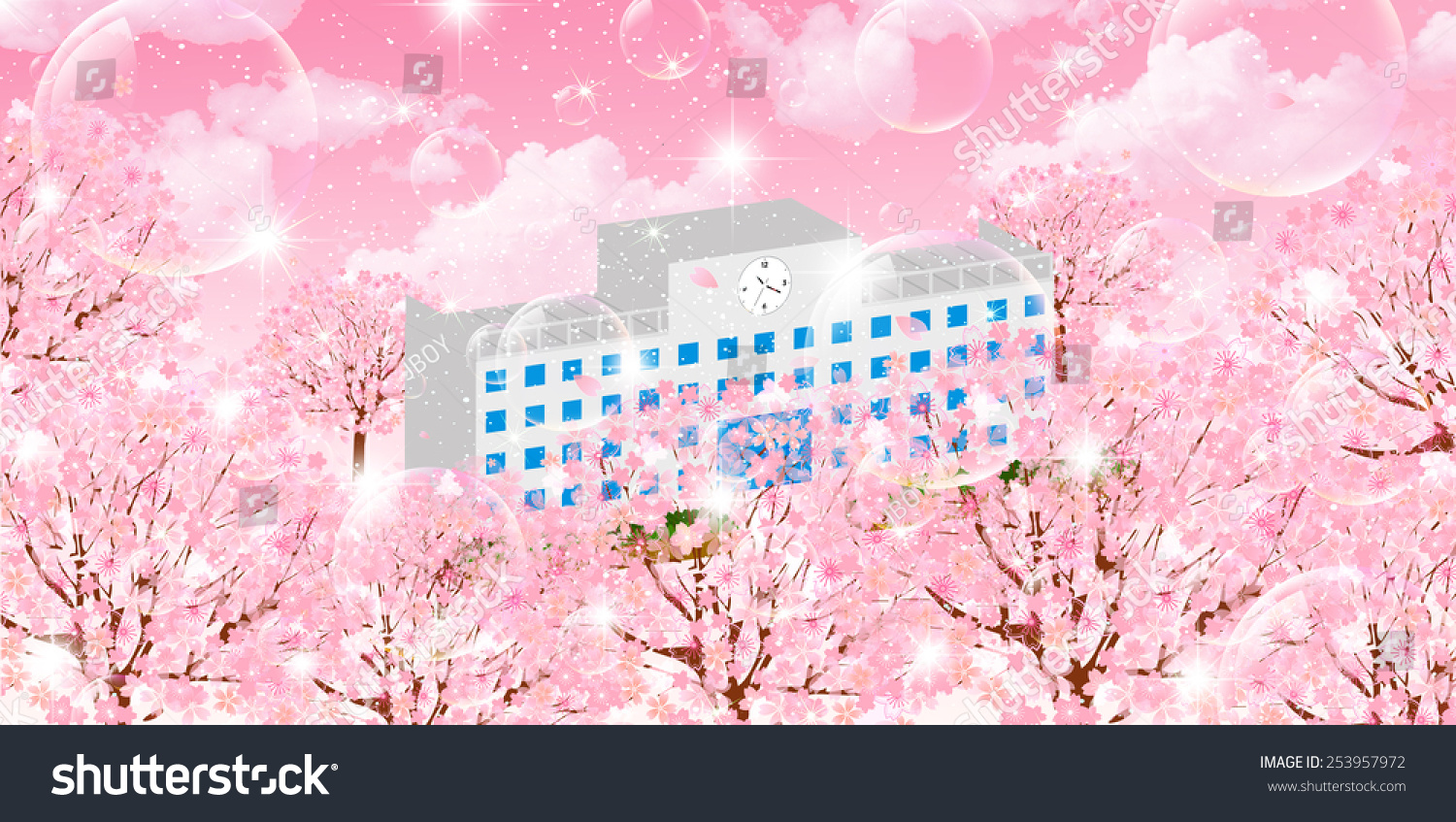 Cherry School Background Stock Illustration 253957972 Shutterstock