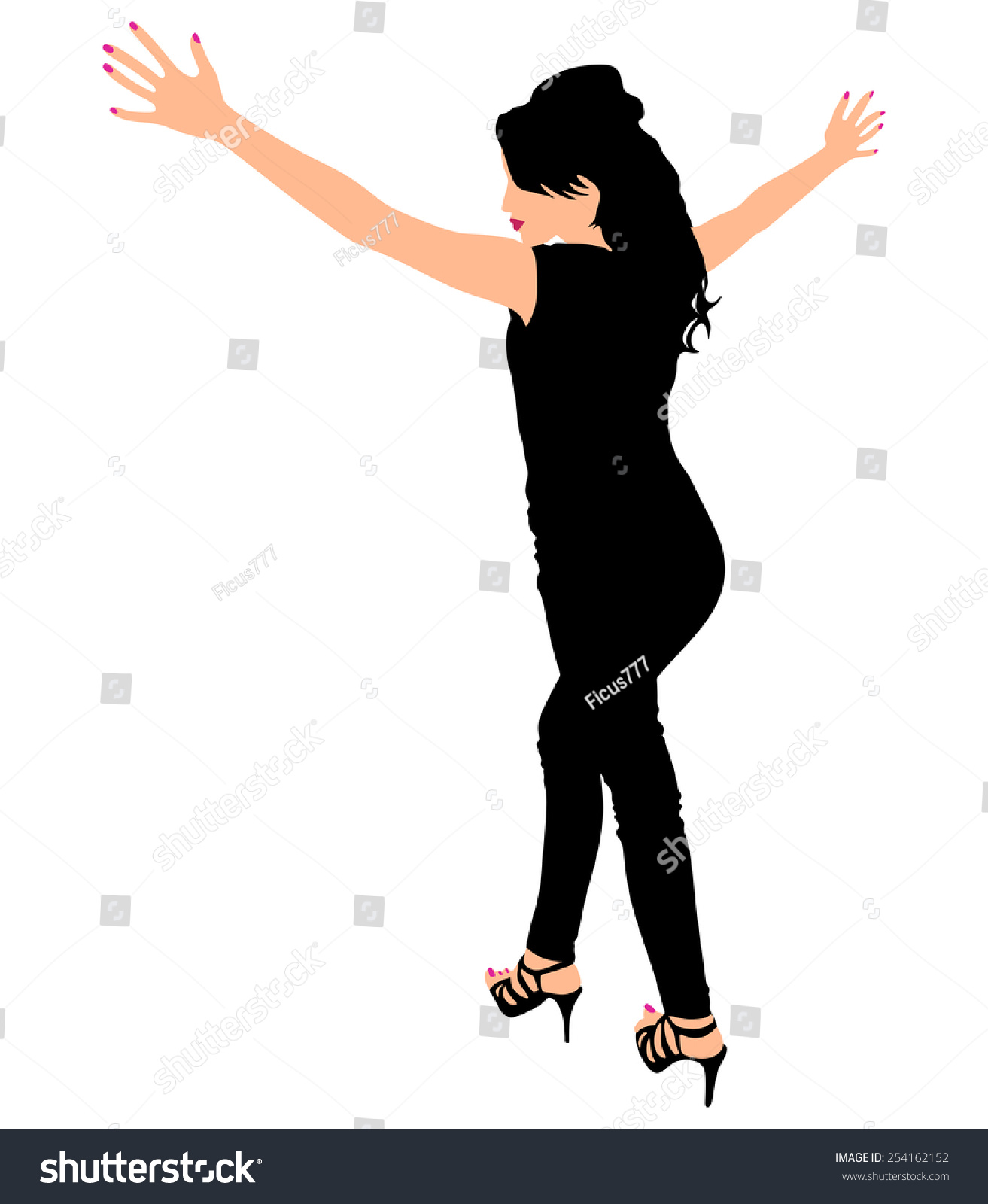 Beautiful Young Woman Spreading Hands Vector Stock Vector Royalty Free