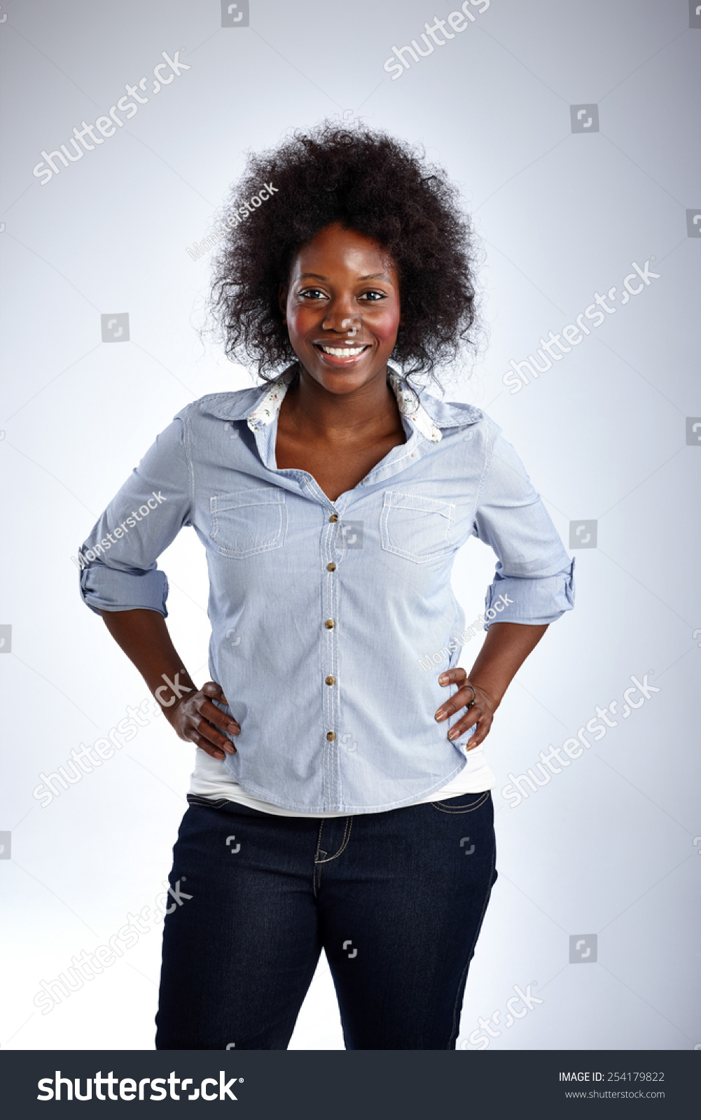 Portrait African Woman Standing Her Hands Stock Photo 254179822 ...