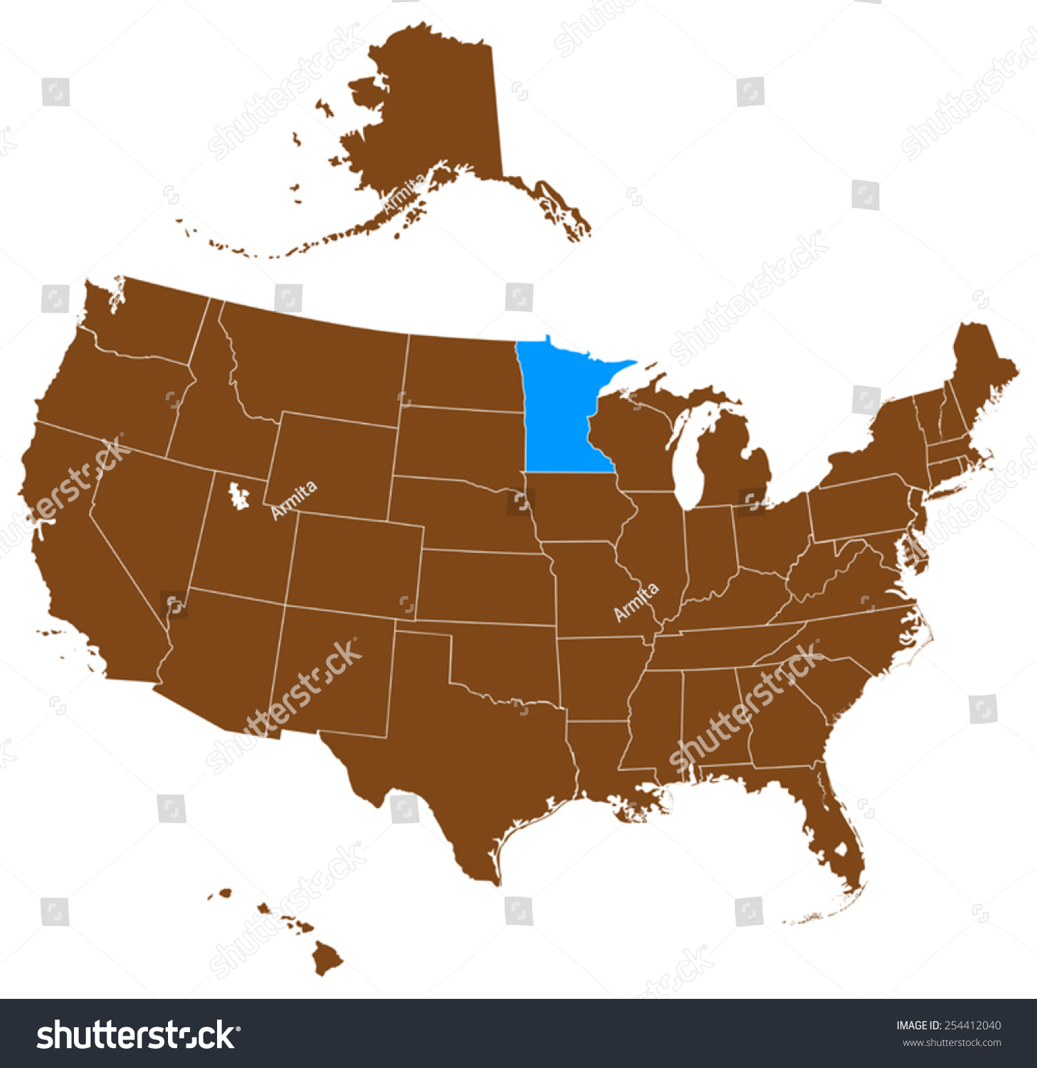 Usa State Minnesota Map Stock Vector (Royalty Free) 254412040