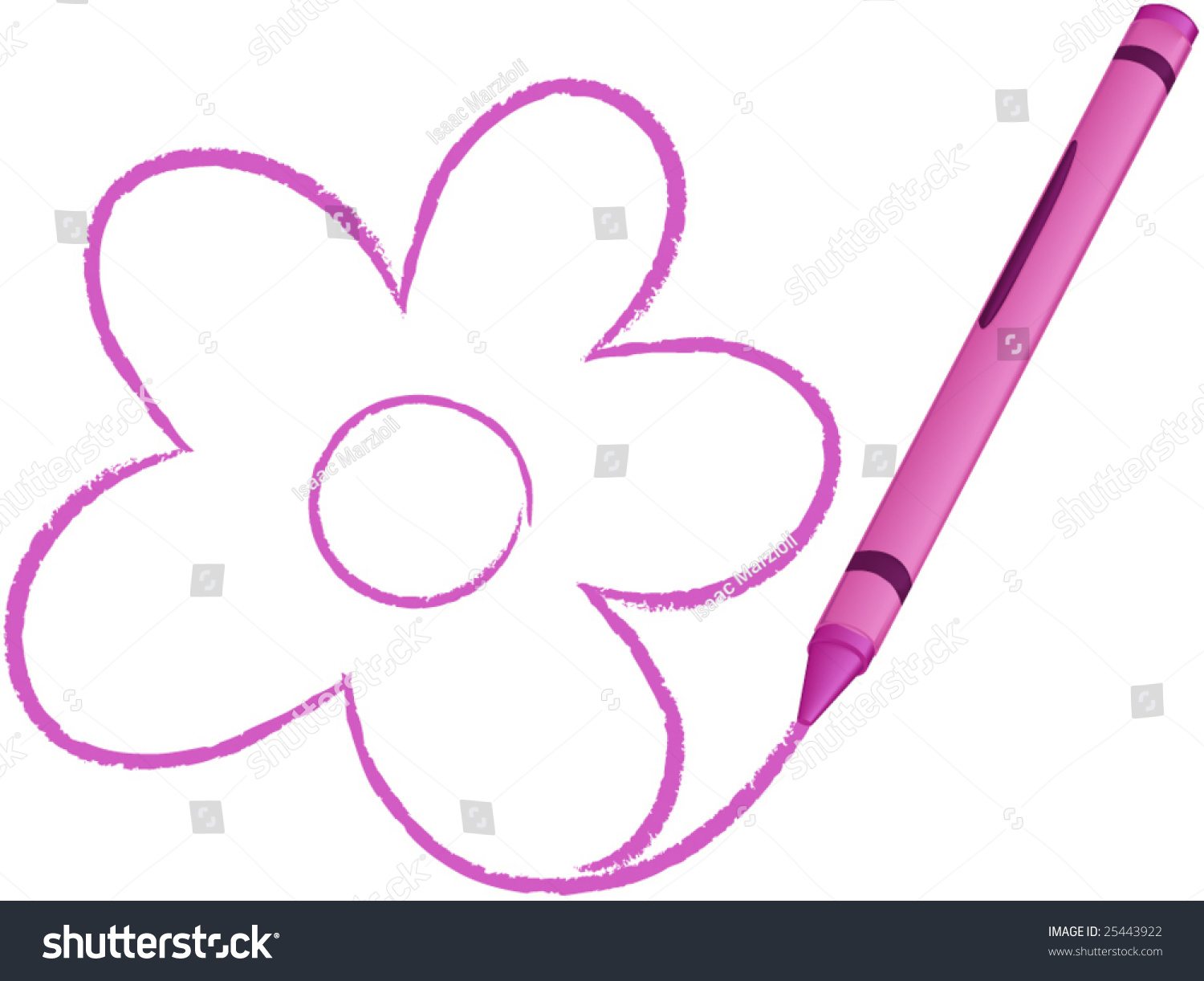 Crayon Drawing Flower Vector Illustration Stock Vector Royalty Free